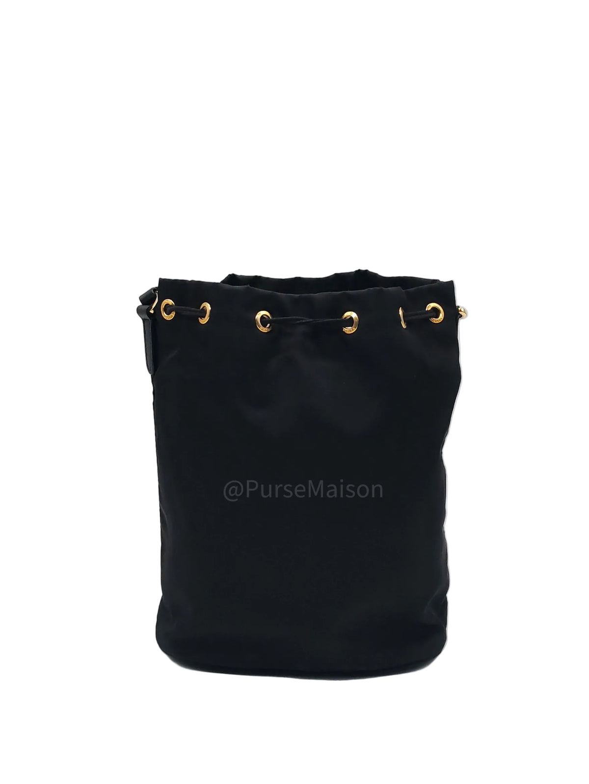 Prada Duet Re-Nylon bucket Bag Small in Black Tessuto Nylon and Gold Hardware | Purse Maison Luxury Bags Shop