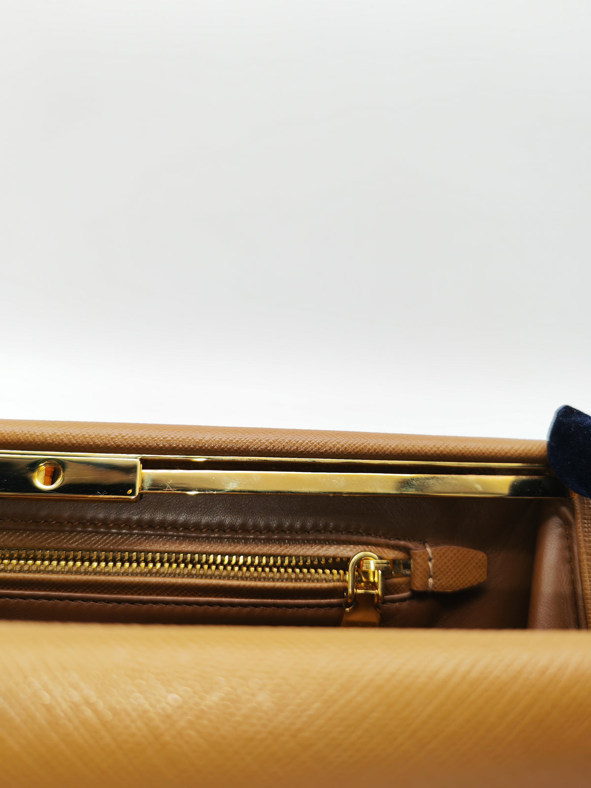 Prada Envelope Clutch in Brown Saffiano Leather and Gold Hardware | Purse Maison Luxury Bags Shop