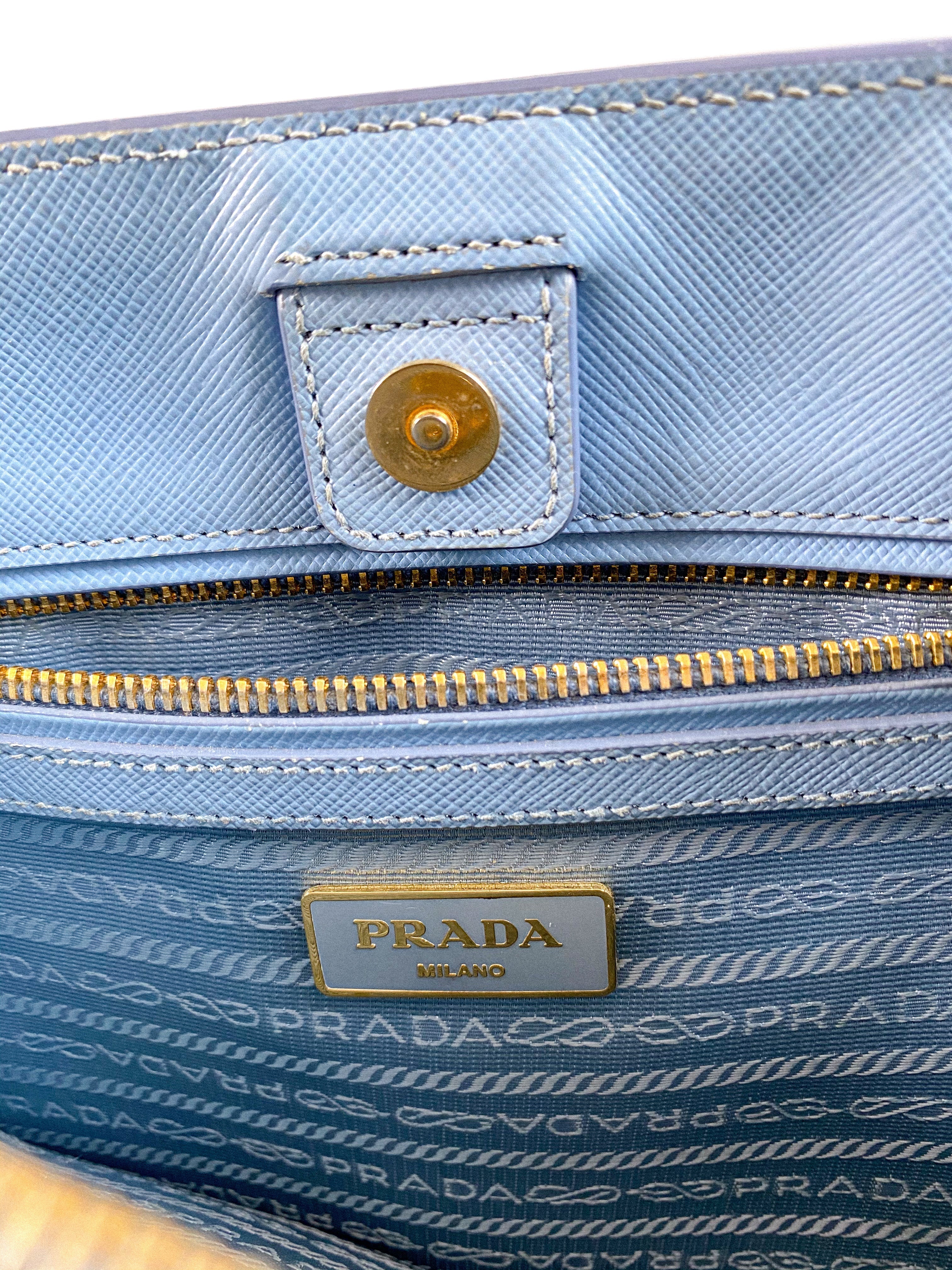 Prada Galleria 1BA874 Single Zip Medium Light Blue (Astrale) Saffiano Lux Bag