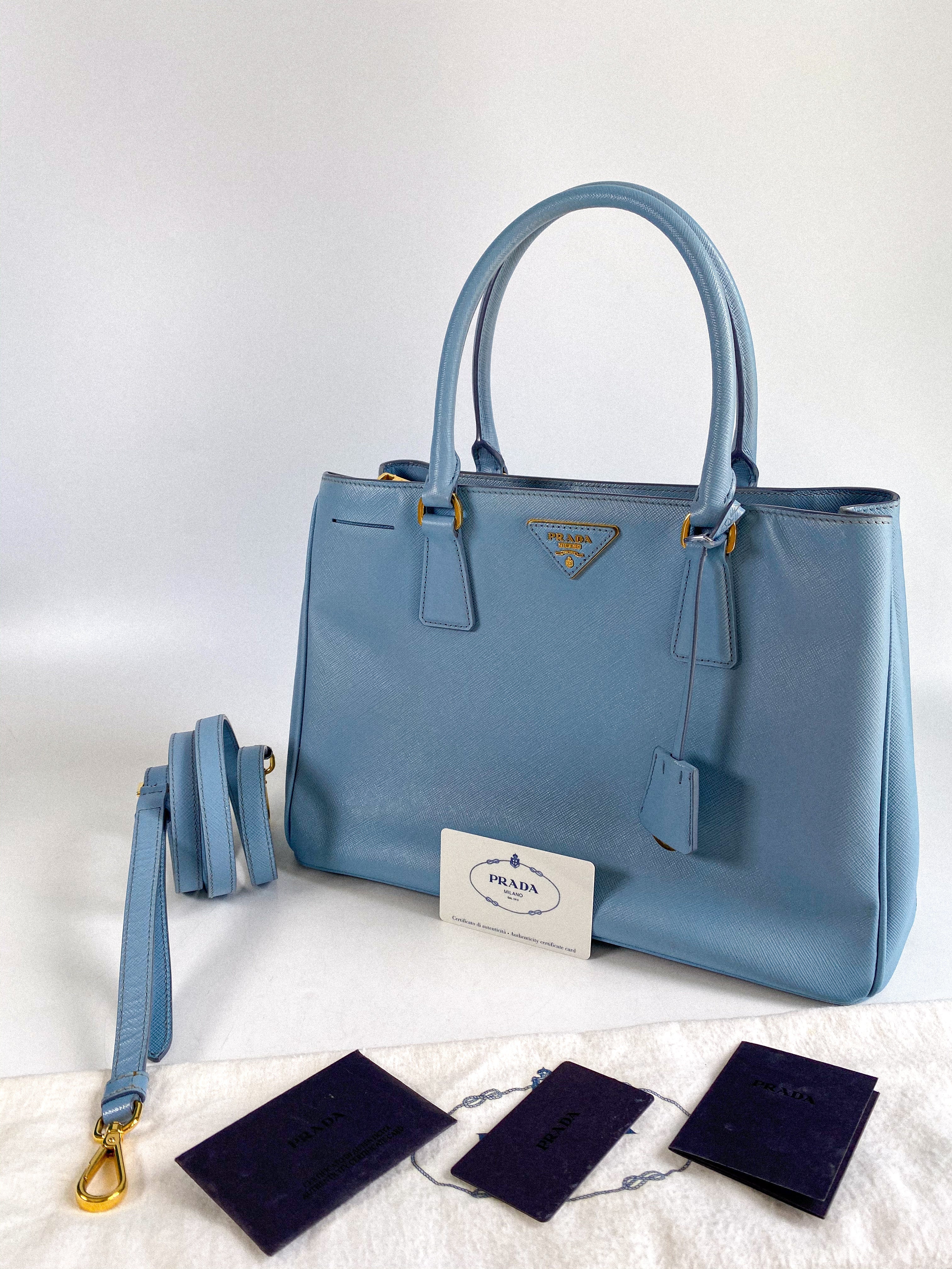 Prada Galleria 1BA874 Single Zip Medium Light Blue (Astrale) Saffiano Lux Bag