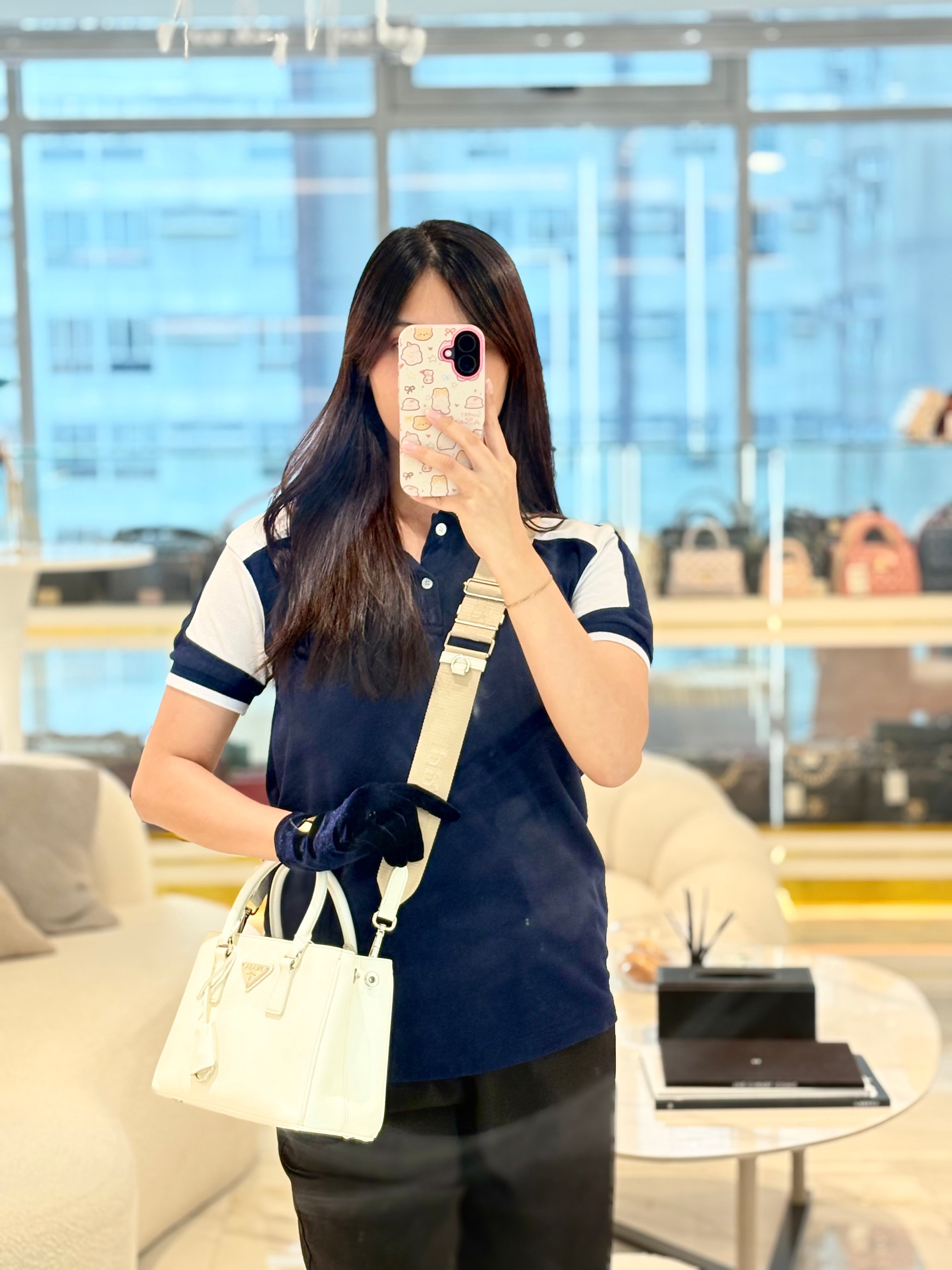 Prada Galleria Mini in White Saffiano Leather and Silver Hardware | Purse Maison Luxury Bags Shop