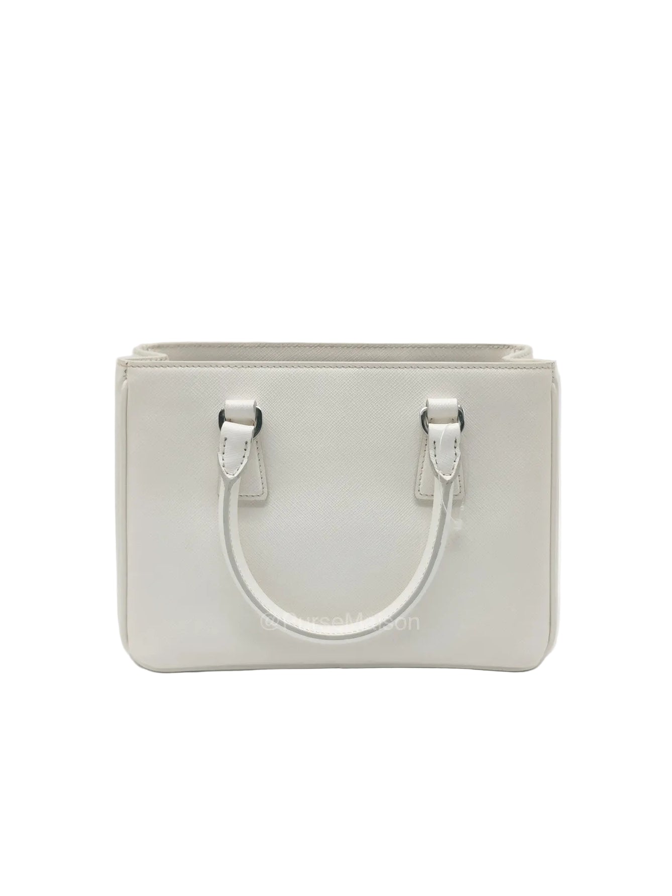 Prada Galleria Mini in White Saffiano Leather and Silver Hardware | Purse Maison Luxury Bags Shop