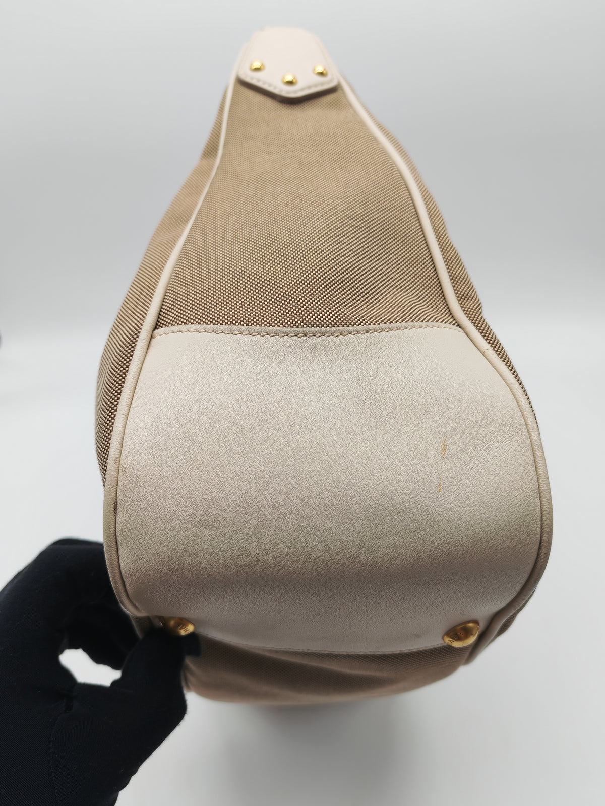 Prada Logo Jacquard Canvas Hobo Bag in Slouchy Brown Monogram Canvas and Gold Hardware | Purse Maison Luxury Bags Shop