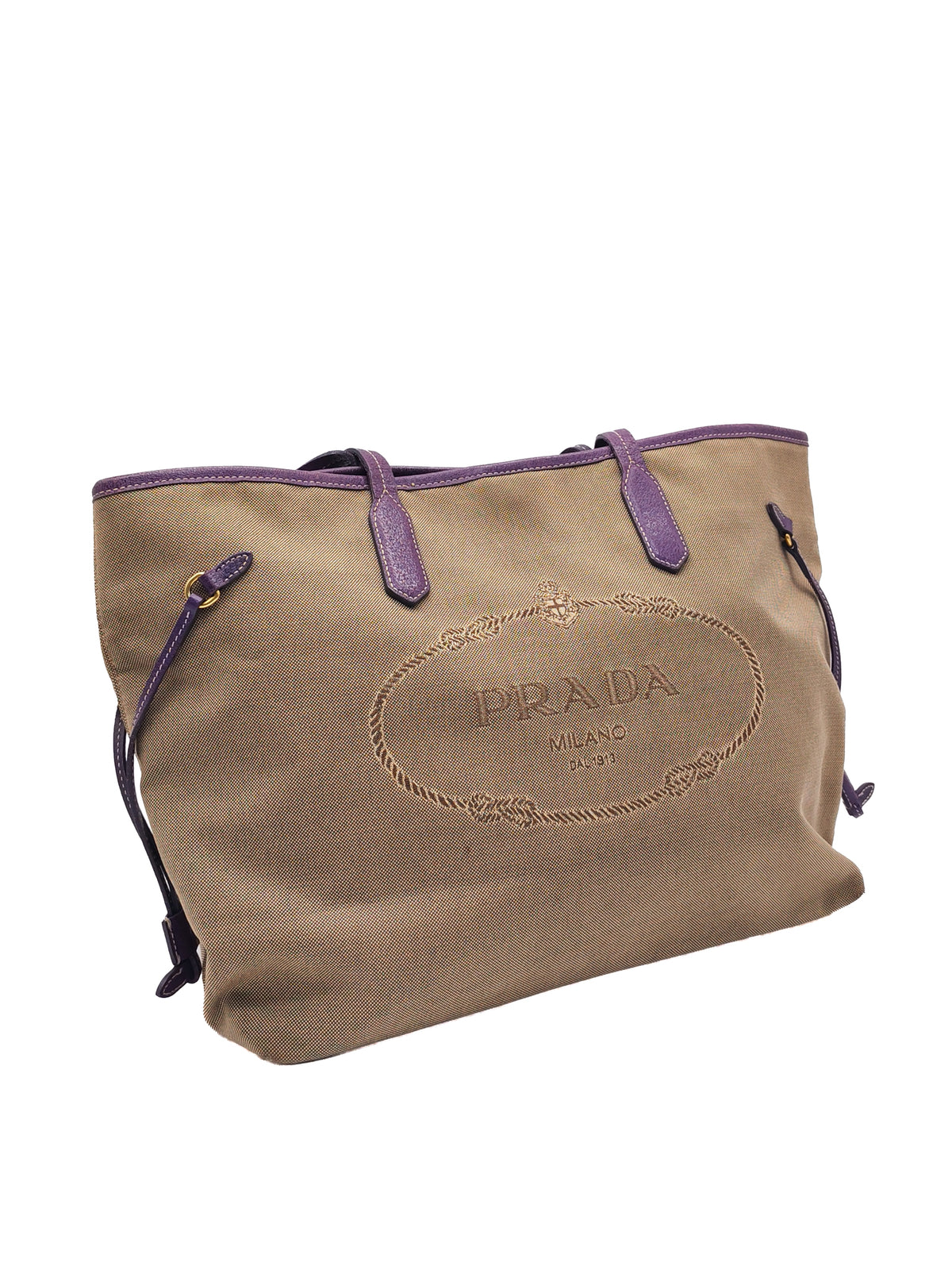 Prada Logo Jacquard Canvas in Brown Tote Bag | Purse Maison Luxury Bags Shop