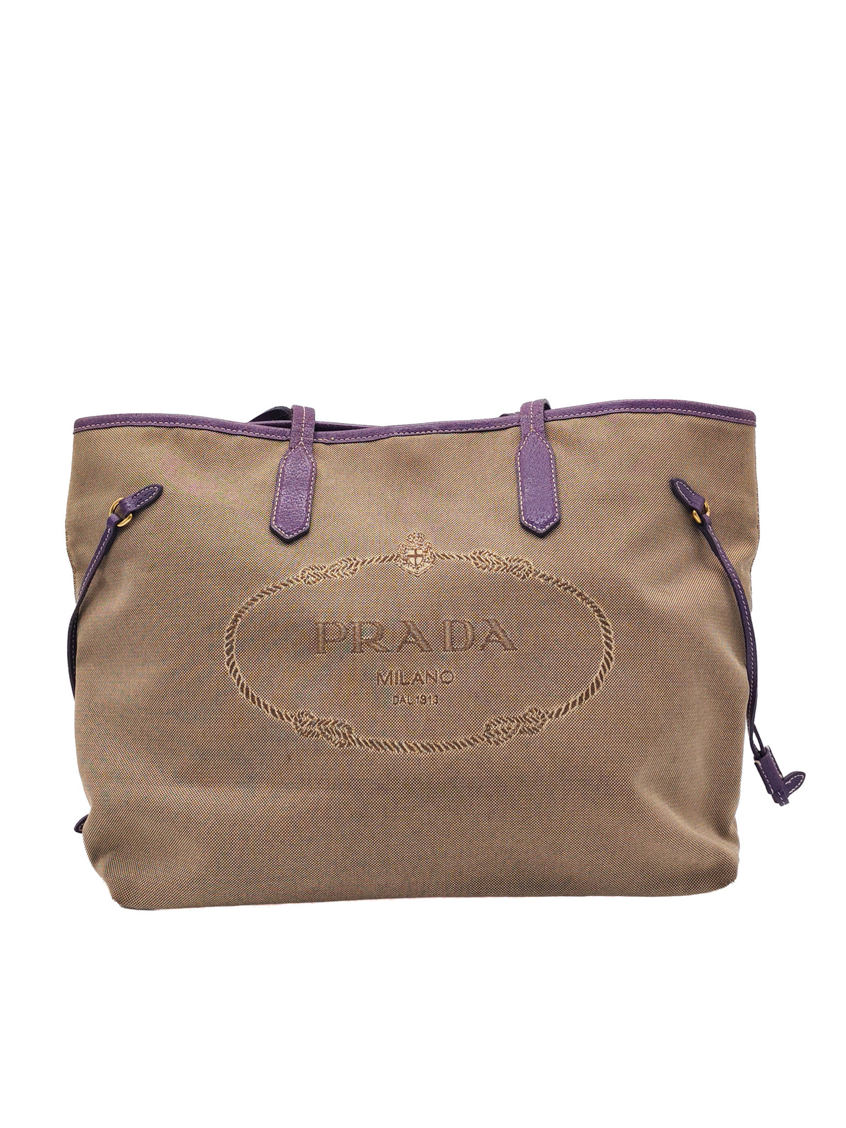 Prada Logo Jacquard Canvas in Brown Tote Bag | Purse Maison Luxury Bags Shop