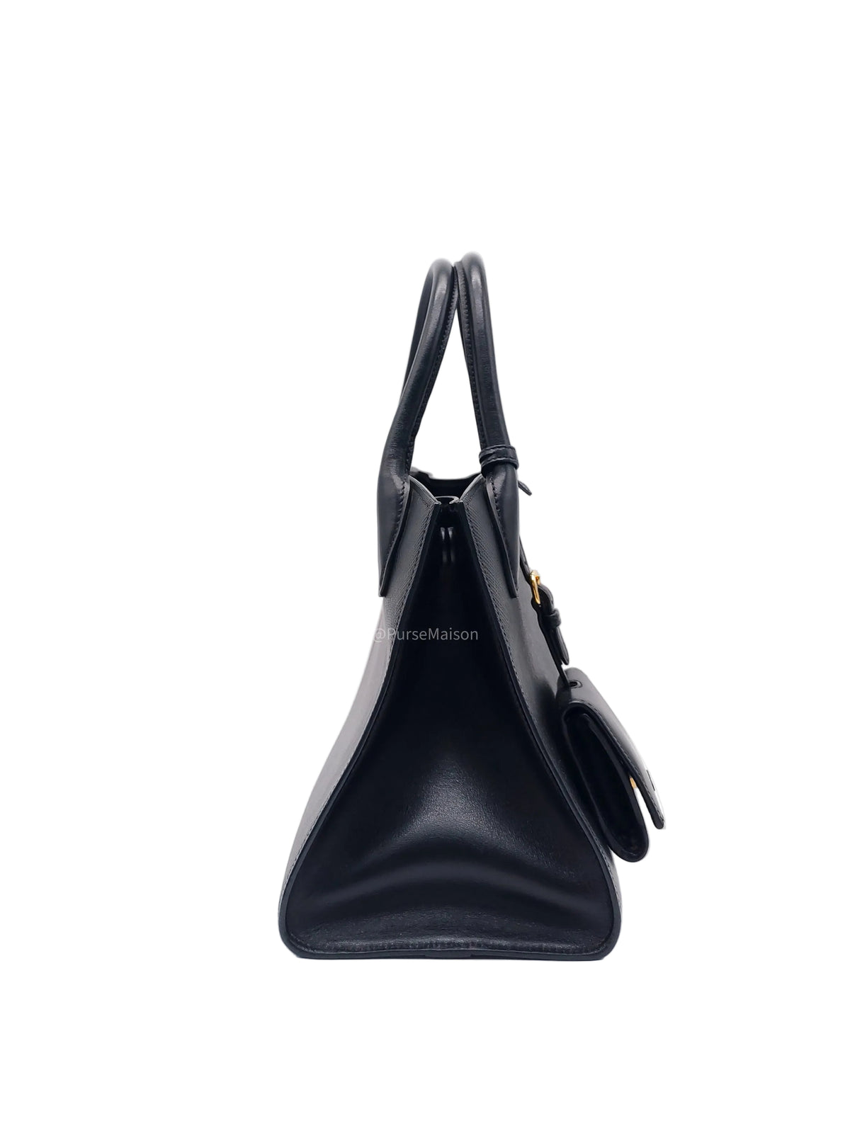 Prada Monochrome Tote Bag Small in Black Saffiano Cuir Calfskin Leather and Gold Hardware | Purse Maison Luxury Bags Shop
