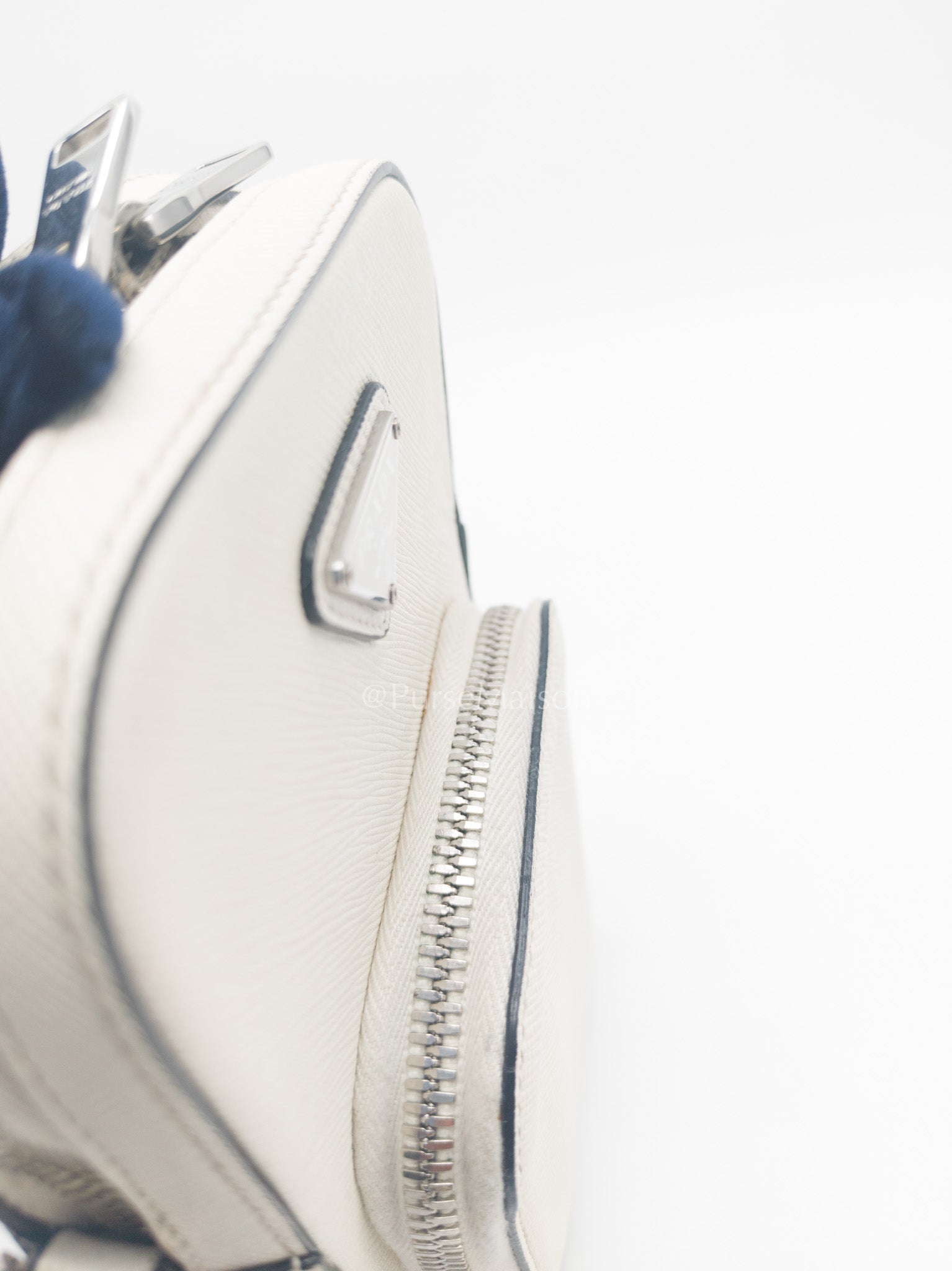 Prada Phone Bag in White Saffiano Leather Silver Hardware | Purse Maison Luxury Bags Shop