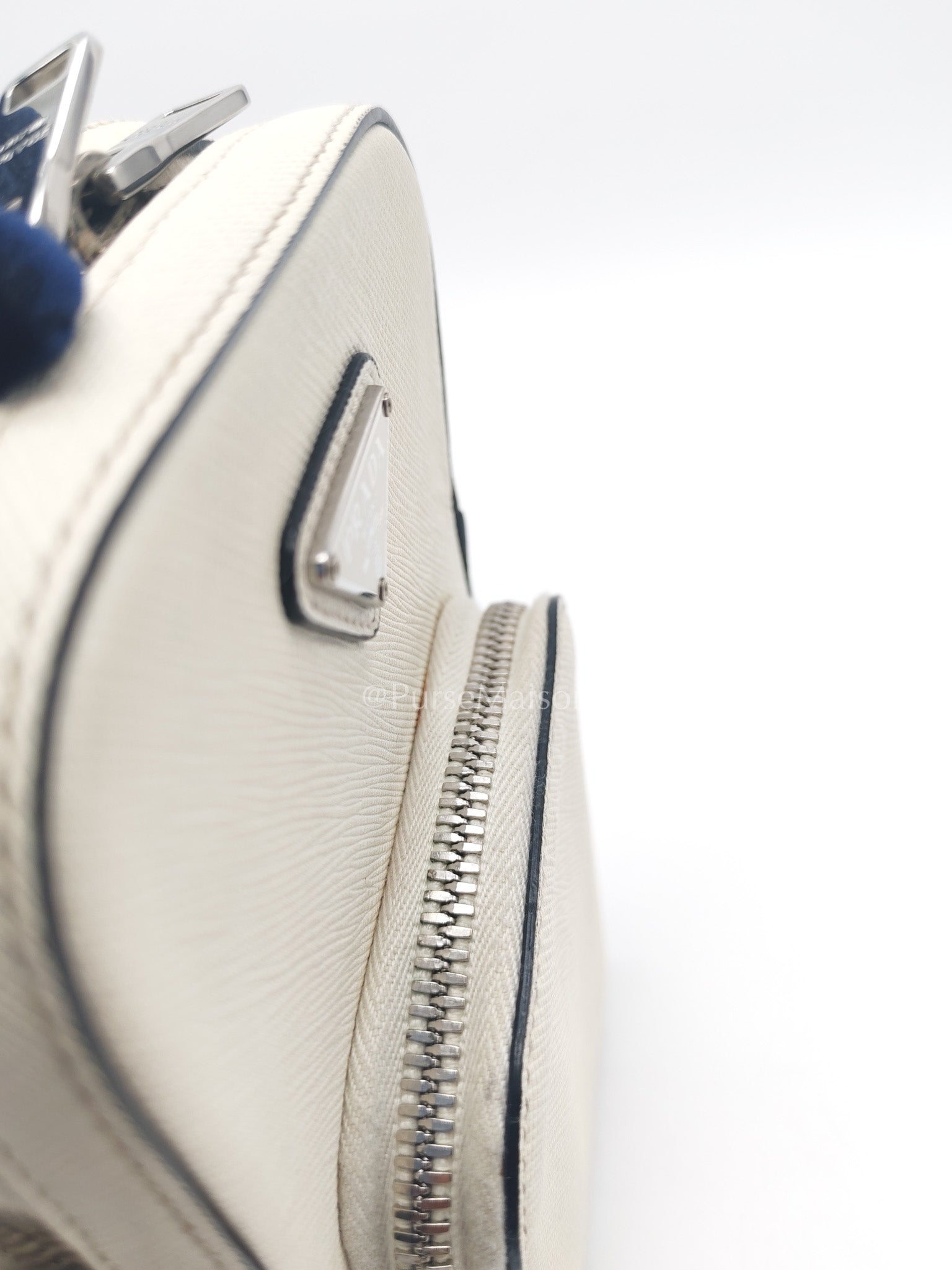 Prada Phone Bag in White Saffiano Leather Silver Hardware | Purse Maison Luxury Bags Shop