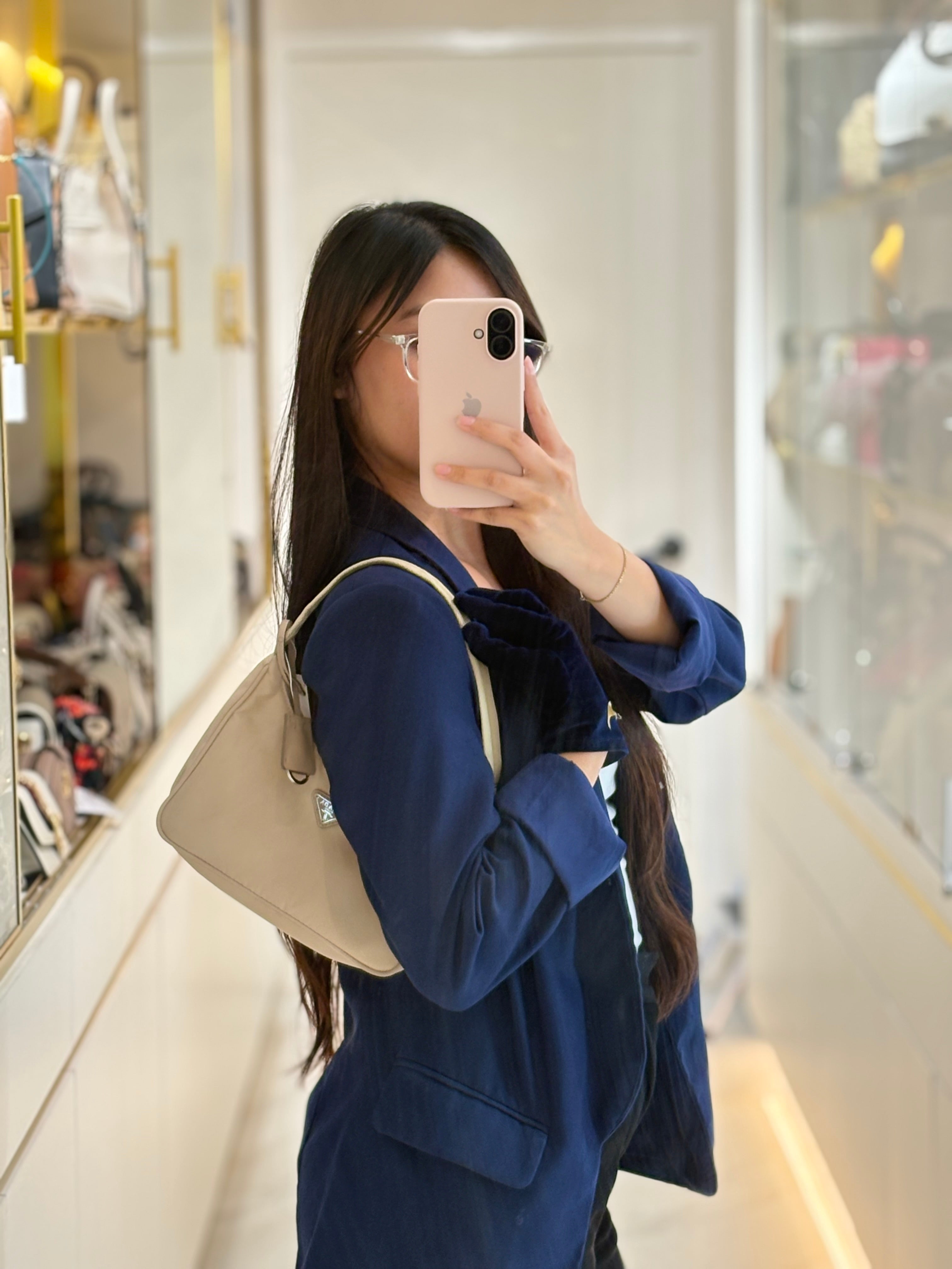 Re-Edition 2000 Mini Bag in Beige Tessuto Nylon Canvas | Purse Maison Luxury Bags Shop