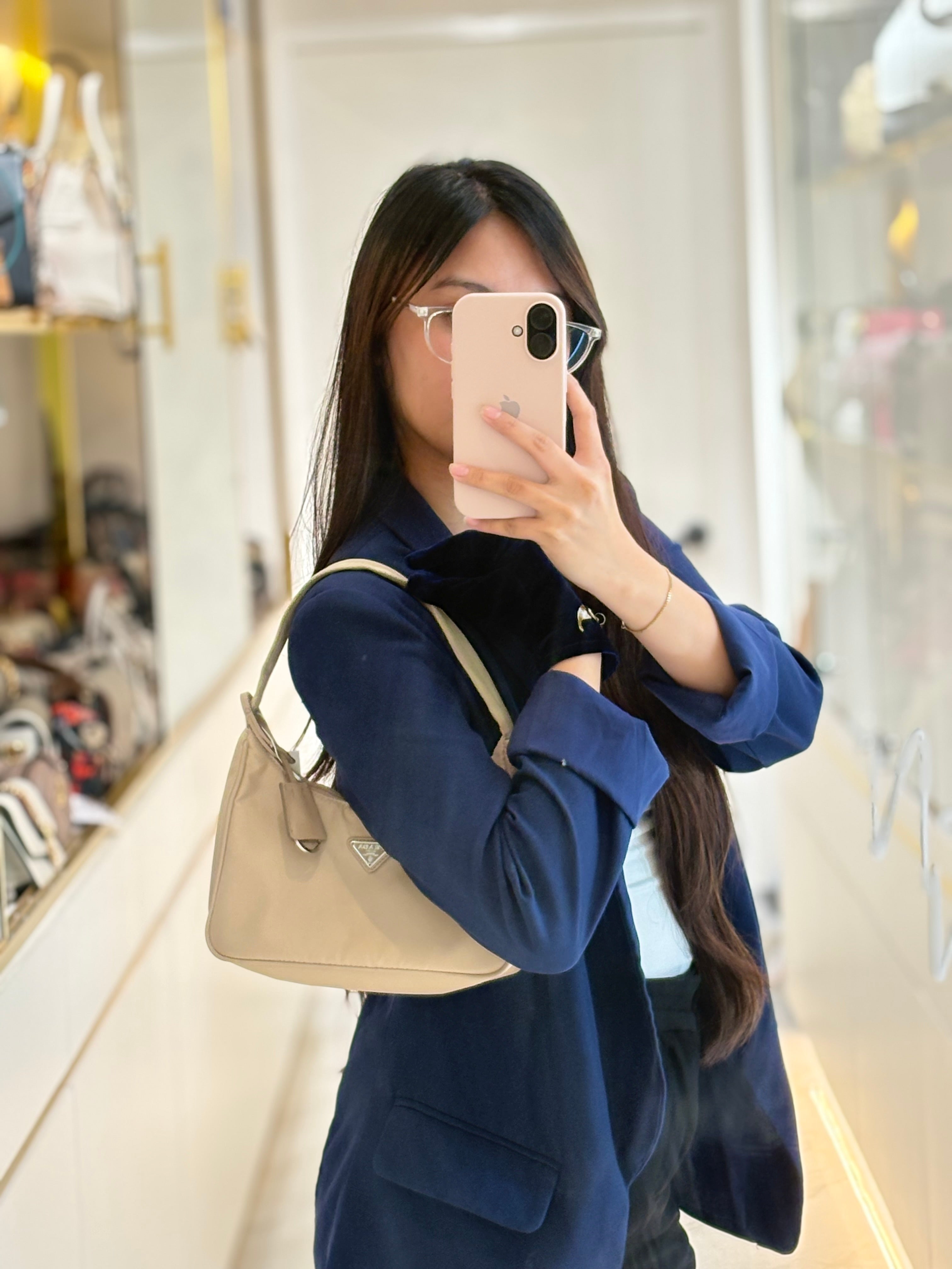 Re-Edition 2000 Mini Bag in Beige Tessuto Nylon Canvas | Purse Maison Luxury Bags Shop