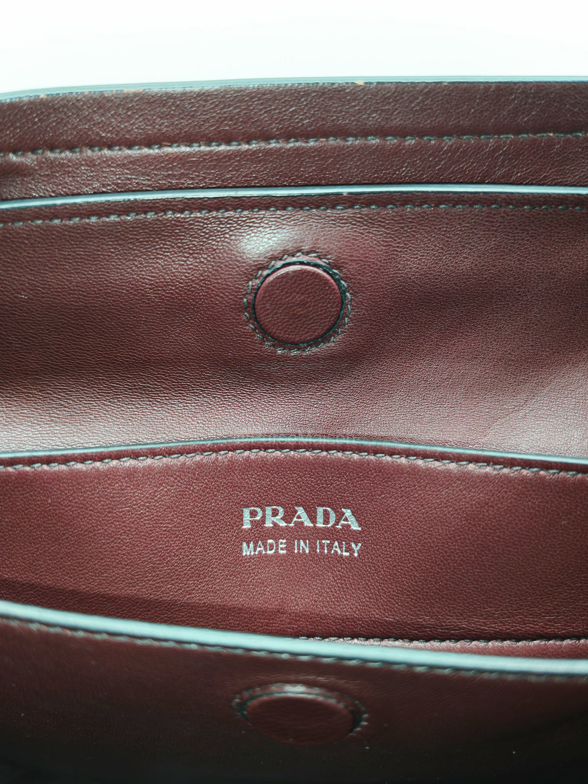 Prada Saffiano Cuir Double Bag in Burgundy Saffiano Leather and Silver Hardware | Purse Maison Luxury Bags Shop