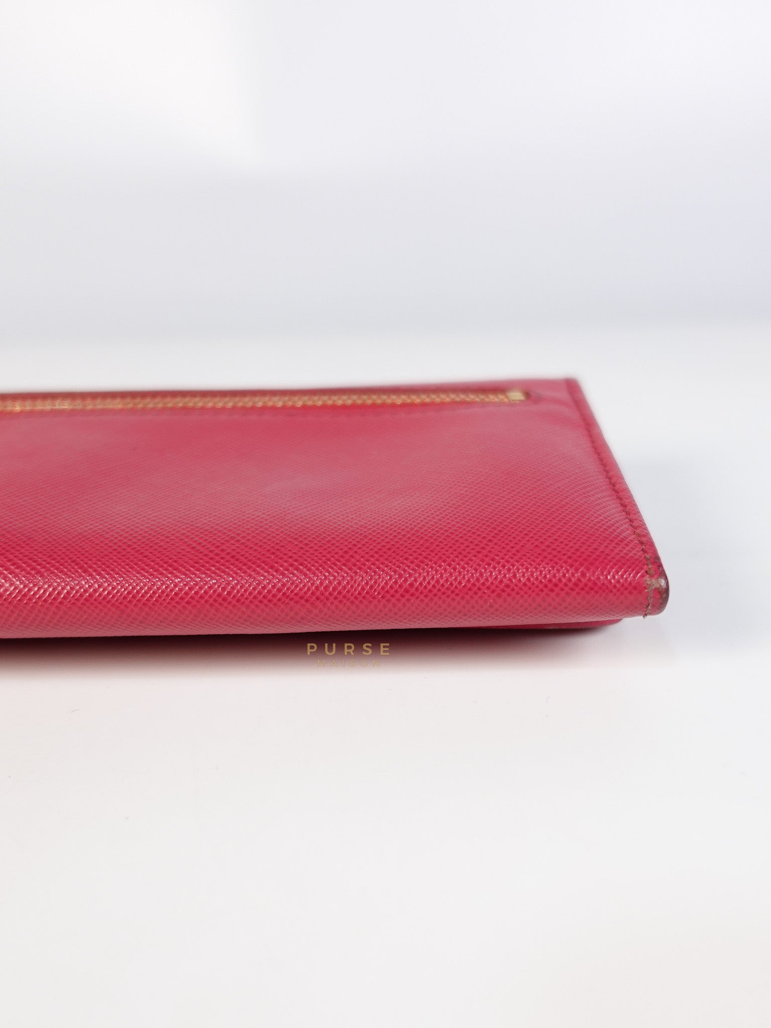 Saffiano Flap Long Wallet in Pink | Purse Maison Luxury Bags Shop