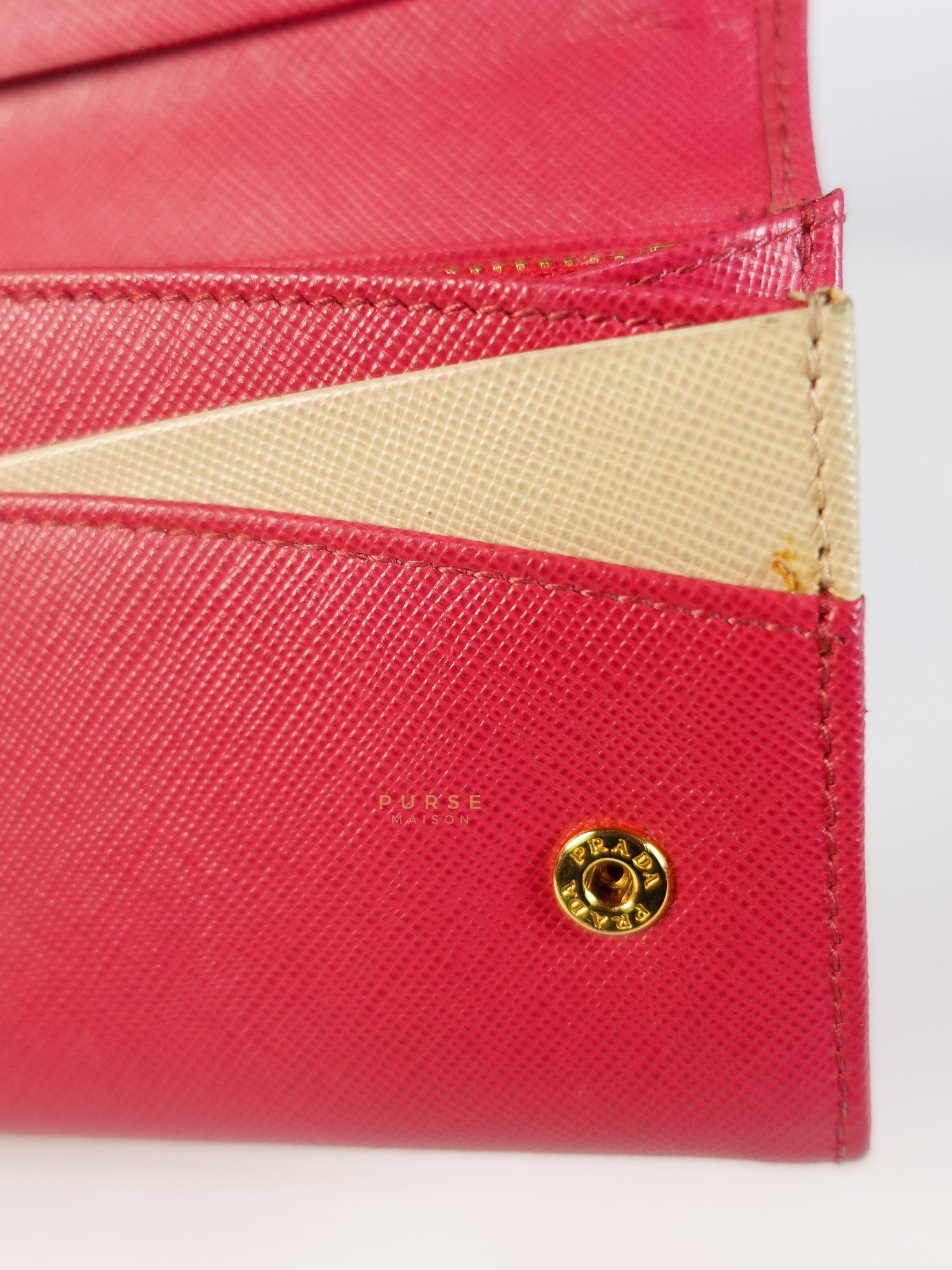 Saffiano Flap Long Wallet in Pink | Purse Maison Luxury Bags Shop