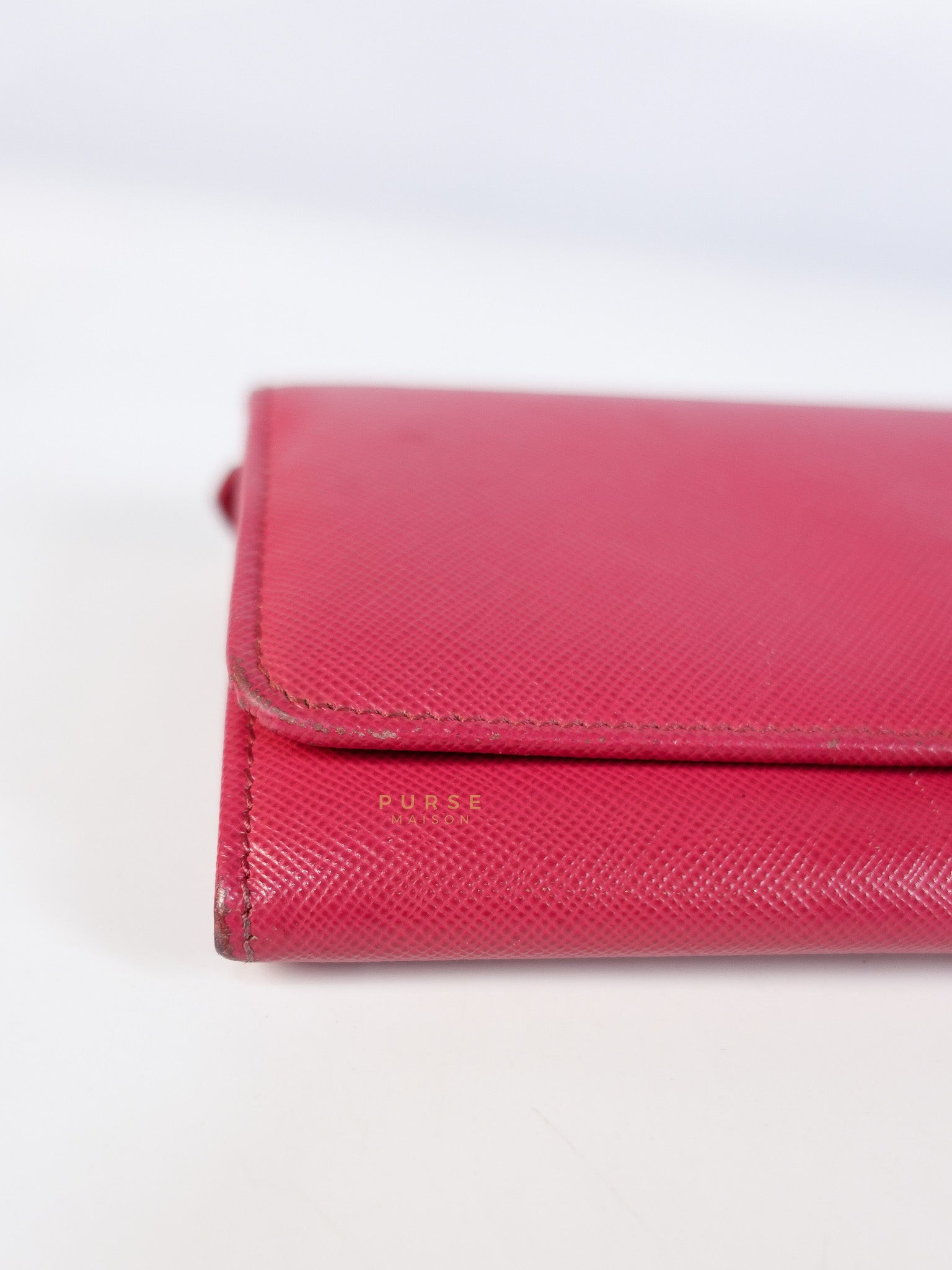 Saffiano Flap Long Wallet in Pink | Purse Maison Luxury Bags Shop