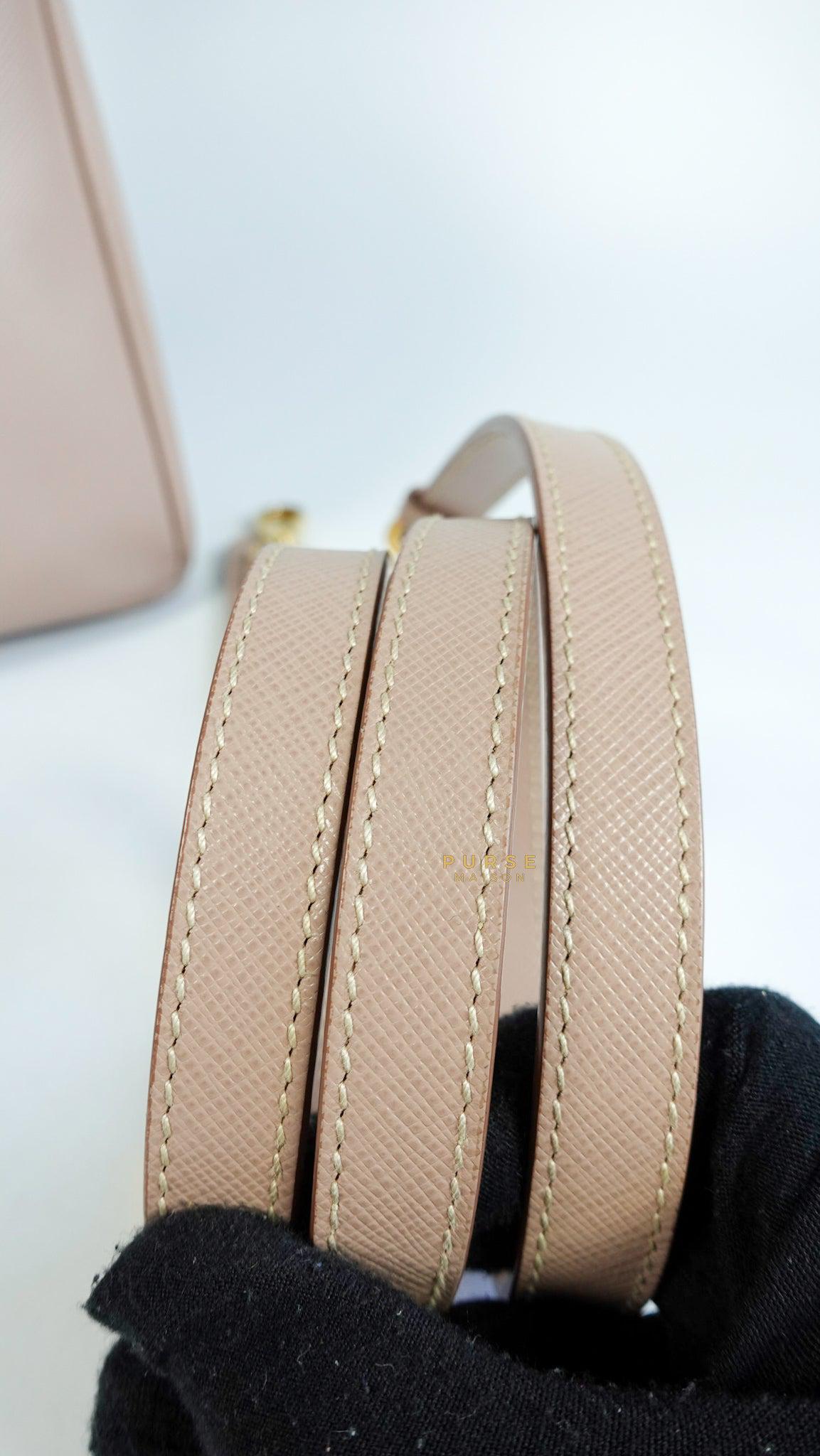 Prada Saffiano Small Galleria Double Zip in Nude Pink