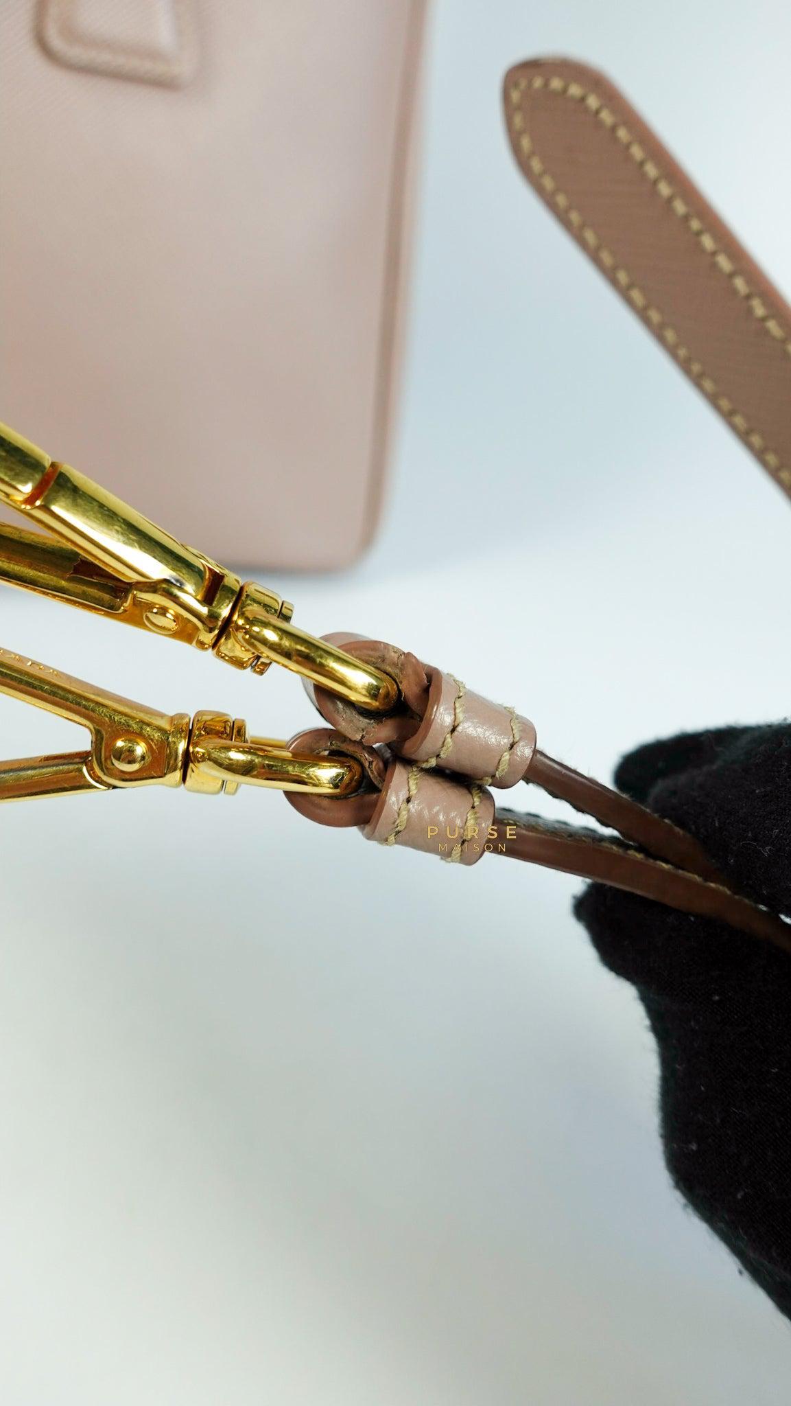 Prada Saffiano Small Galleria Double Zip in Nude Pink