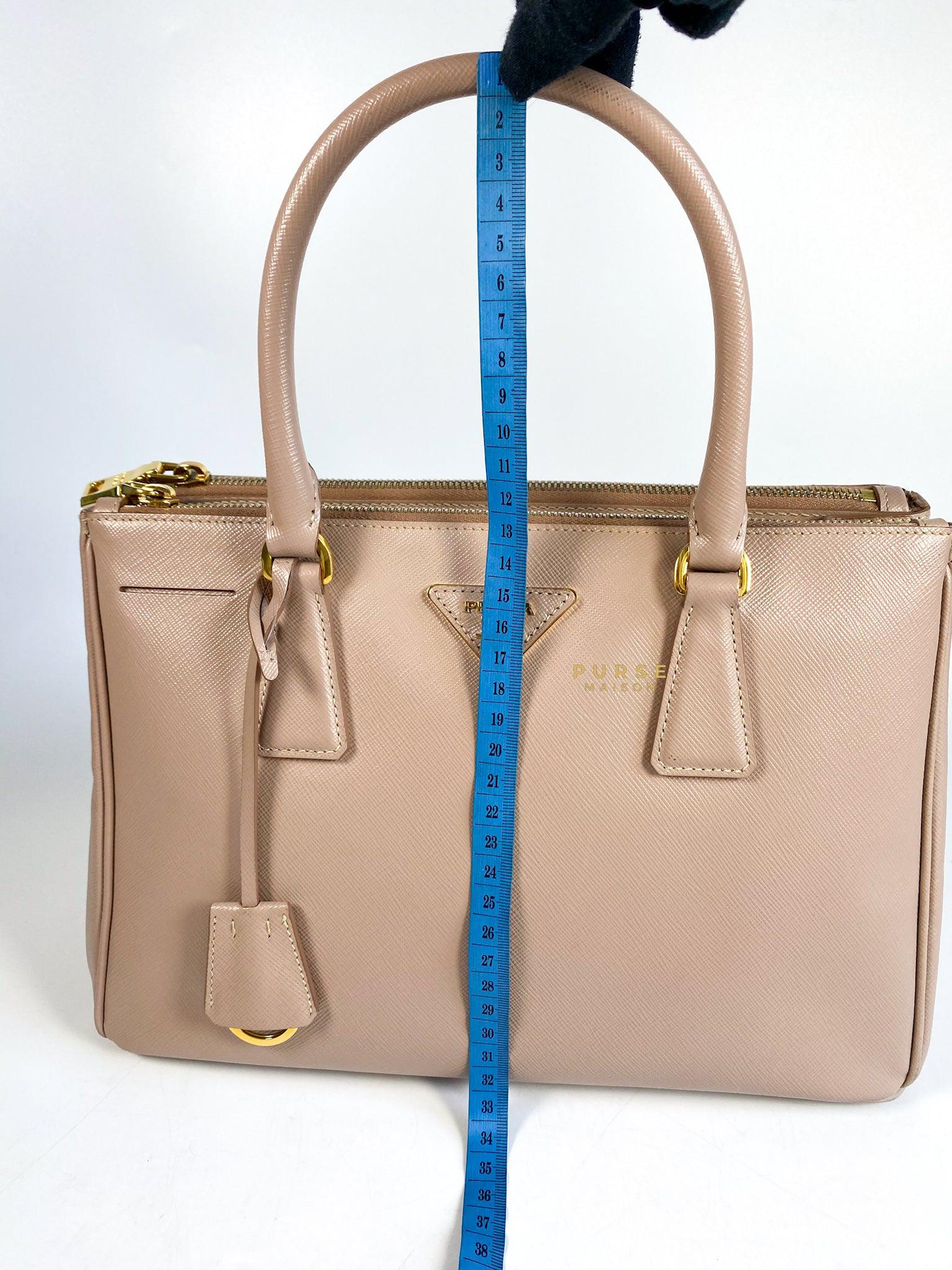 Prada Saffiano Small Galleria Double Zip in Nude Pink