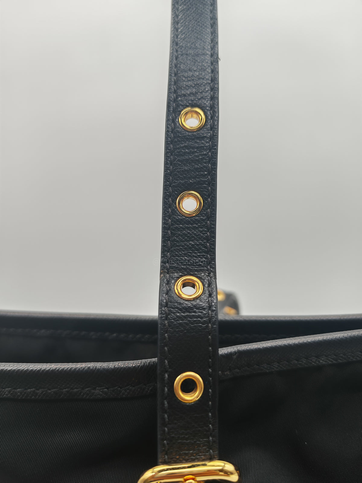 Prada Tessuto Nylon Tote Bag in Black Nylon Canvas and Saffiano Leather Gold Hardware | Purse Maison Luxury Bags Shop