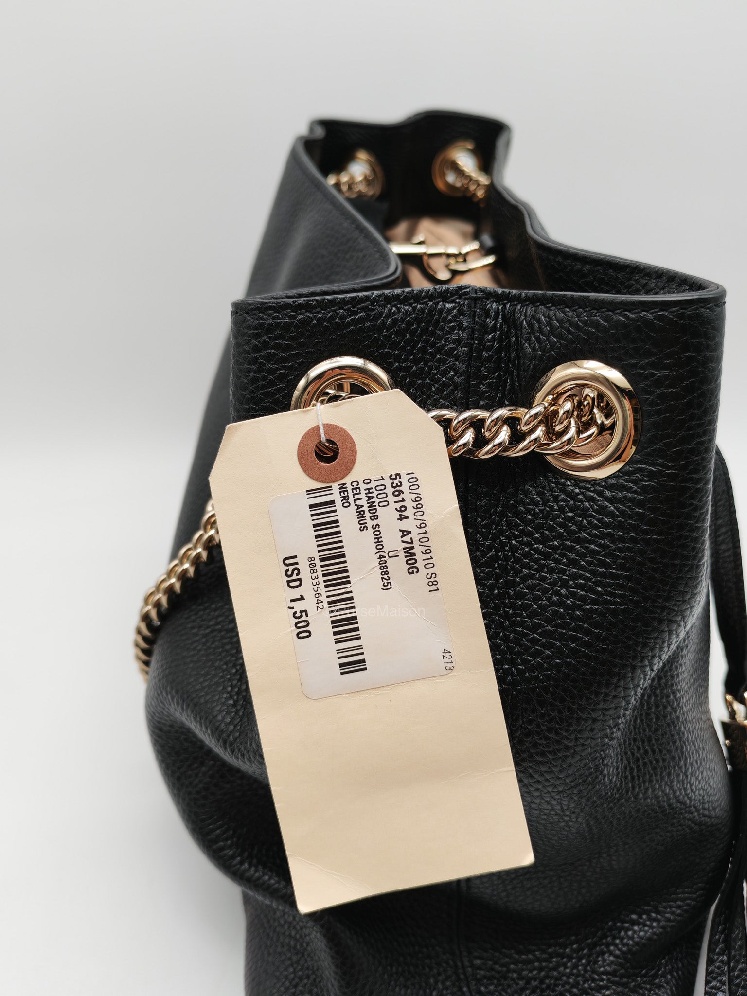 Price: Gucci Soho Chain Shoulder Bag in Black | Purse Maison Luxury Bags Shop