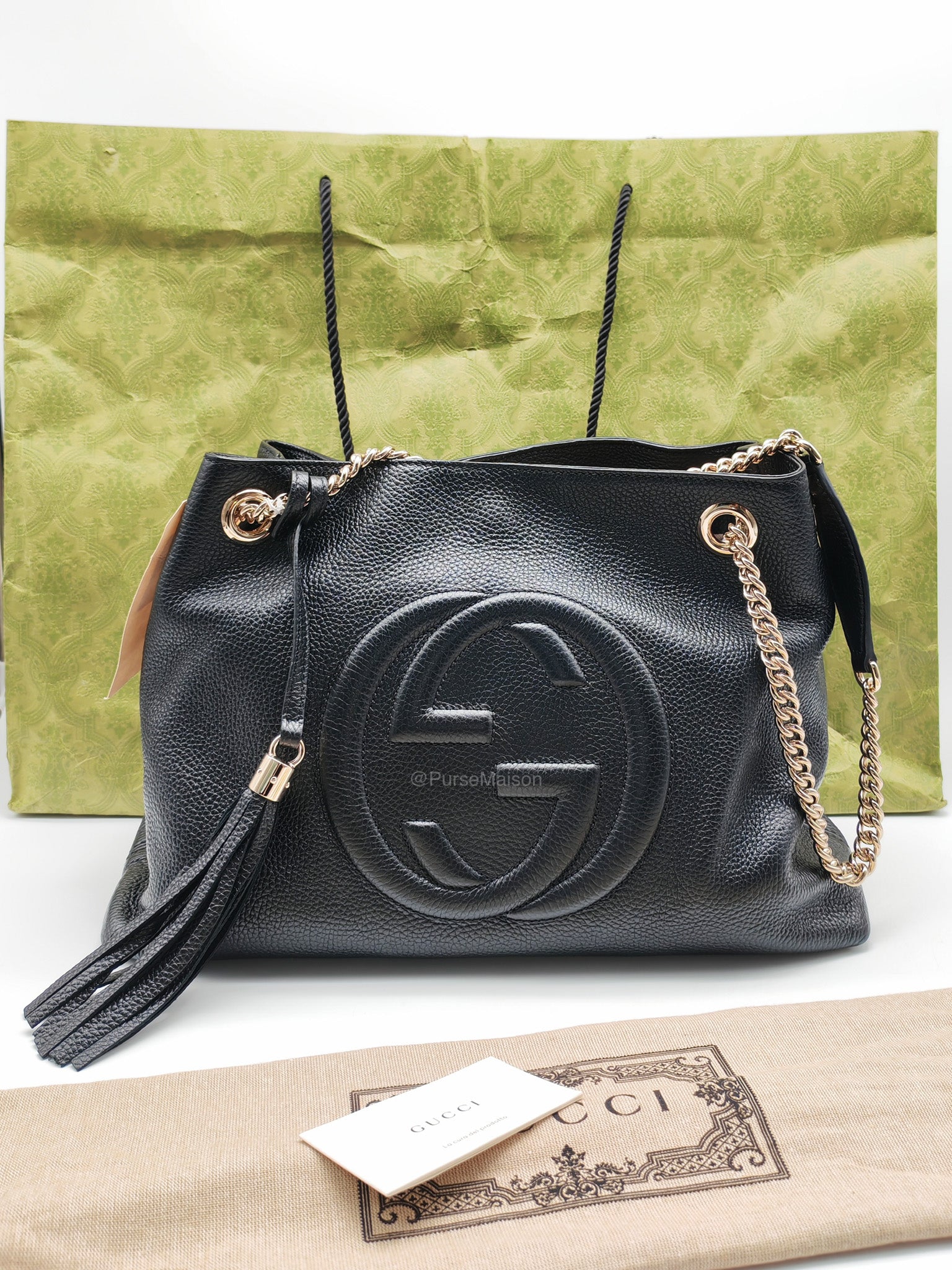 Price: Gucci Soho Chain Shoulder Bag in Black | Purse Maison Luxury Bags Shop