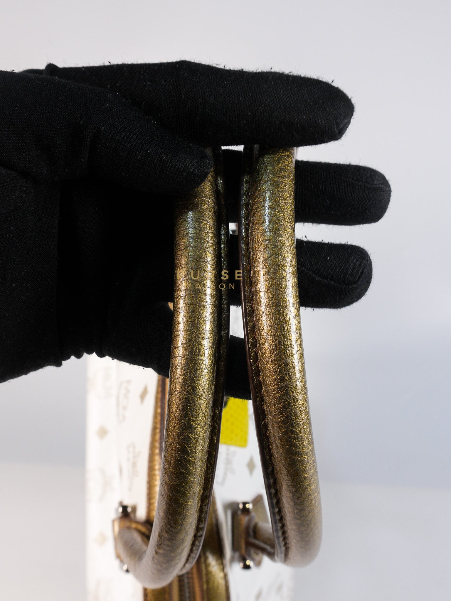 Princess Lion Boston Bag in White Coated Canvas & Leather | Purse Maison Luxury Bags Shop