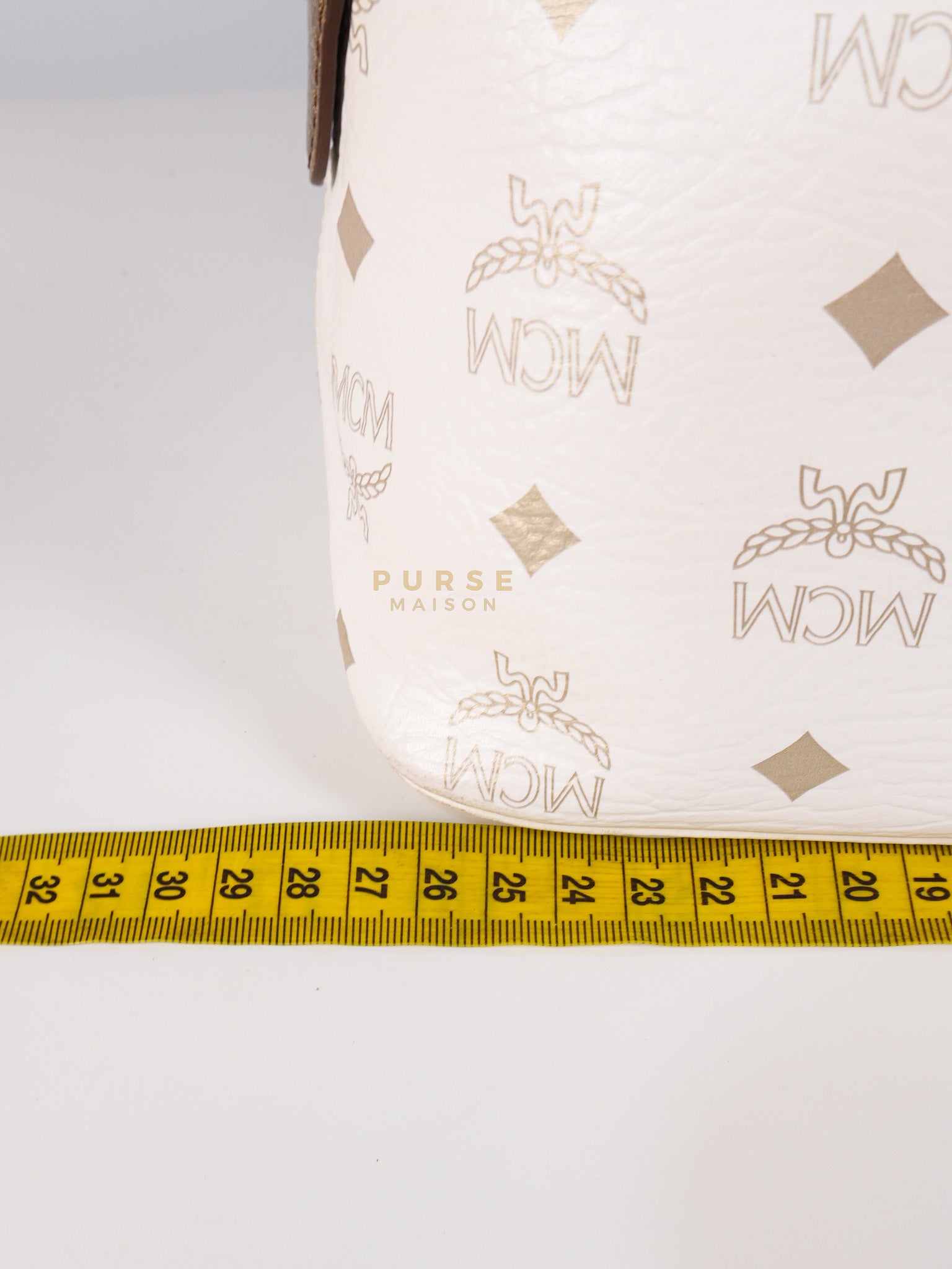 Princess Lion Boston Bag in White Coated Canvas & Leather | Purse Maison Luxury Bags Shop