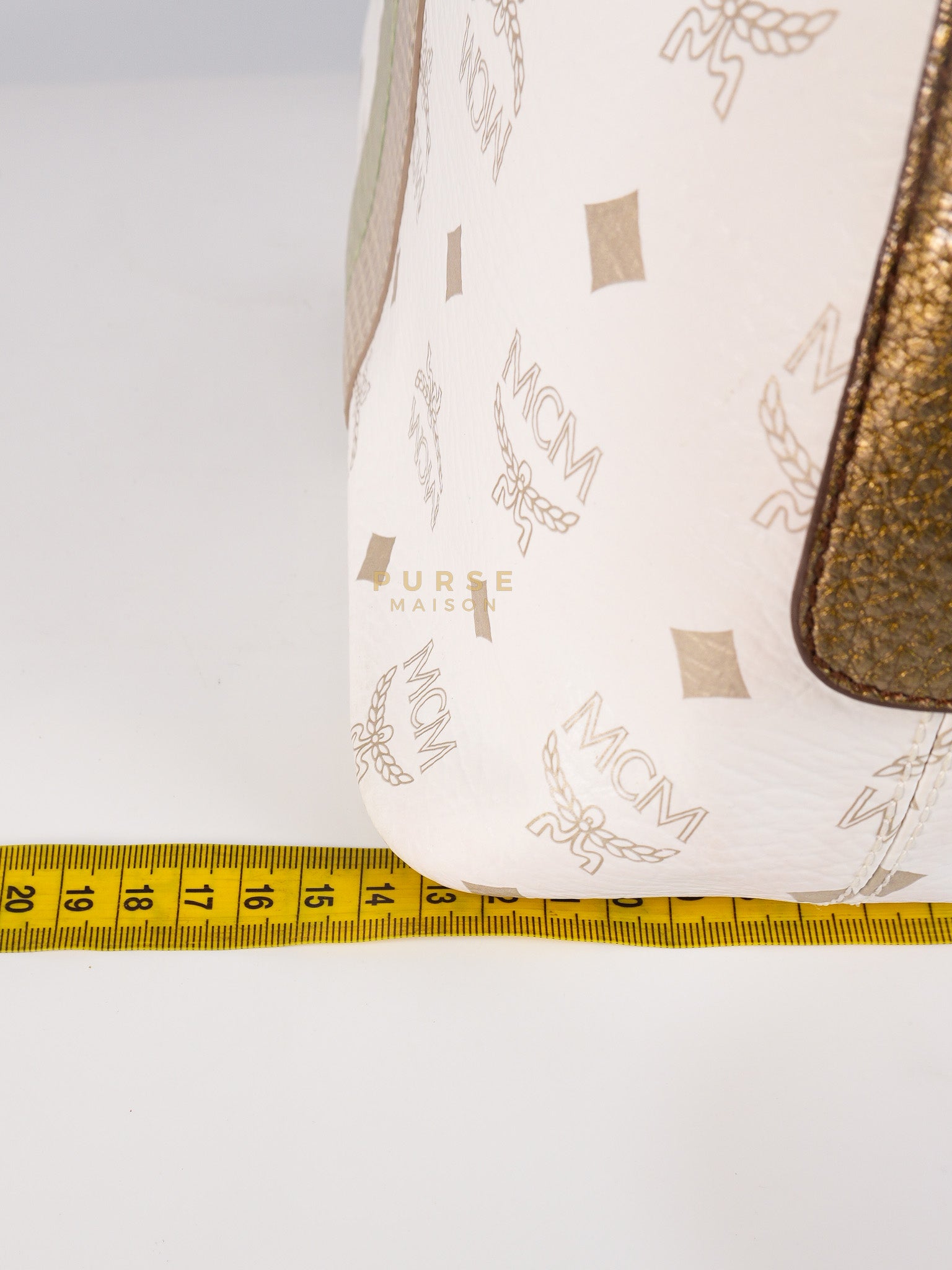 Princess Lion Boston Bag in White Coated Canvas & Leather | Purse Maison Luxury Bags Shop