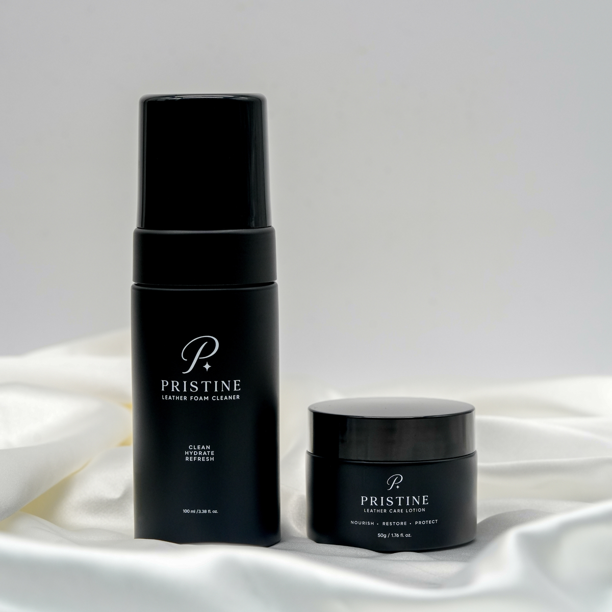 Pristine Leather Care System – Foam Cleaner 100ml, Care Lotion 50g & Cloth | Purse Maison Luxury Bags Shop