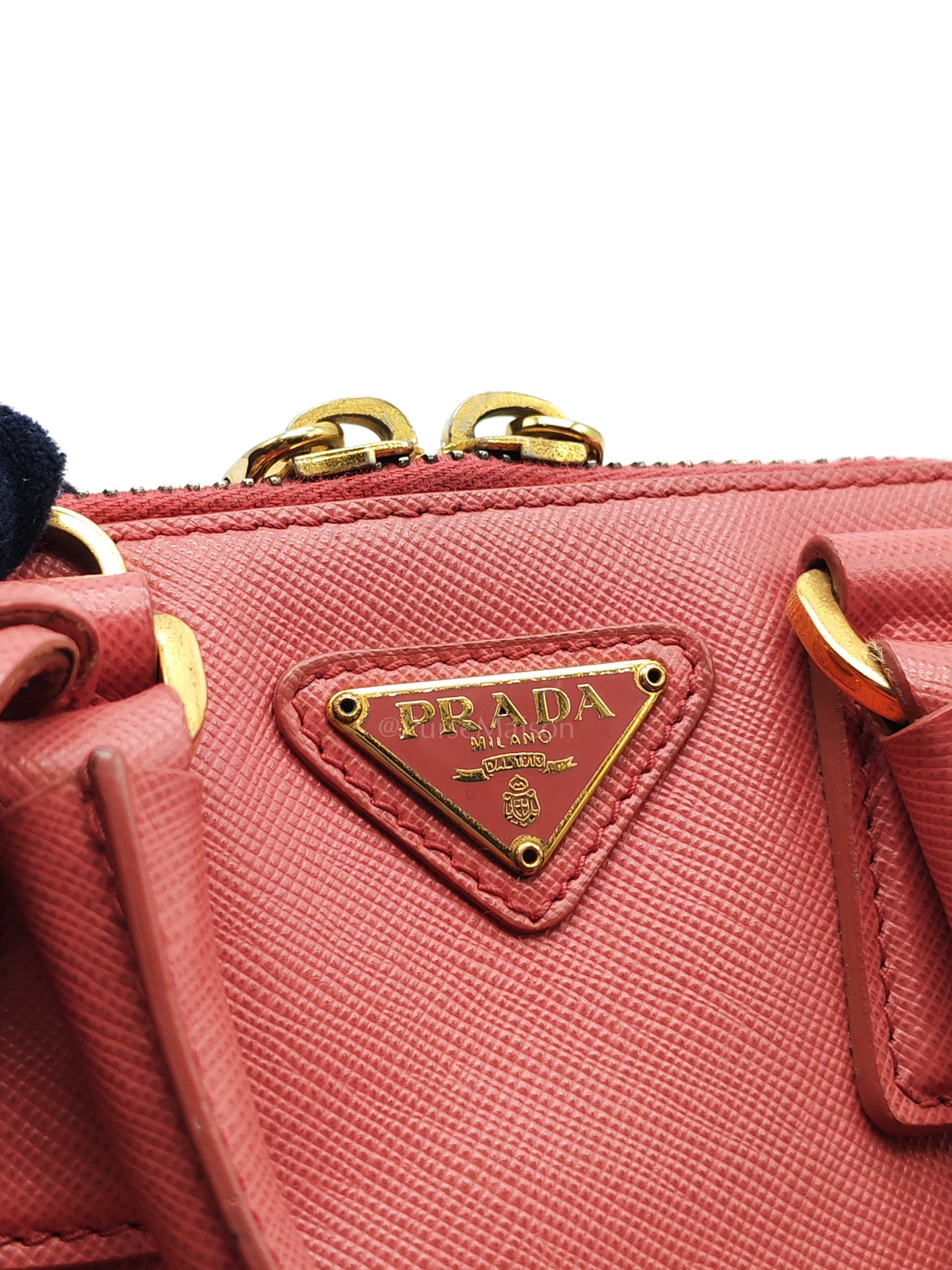 Promenade Mini Bag in Pink Saffiano Lux Leather & Gold Hardware | Purse Maison Luxury Bags Shop