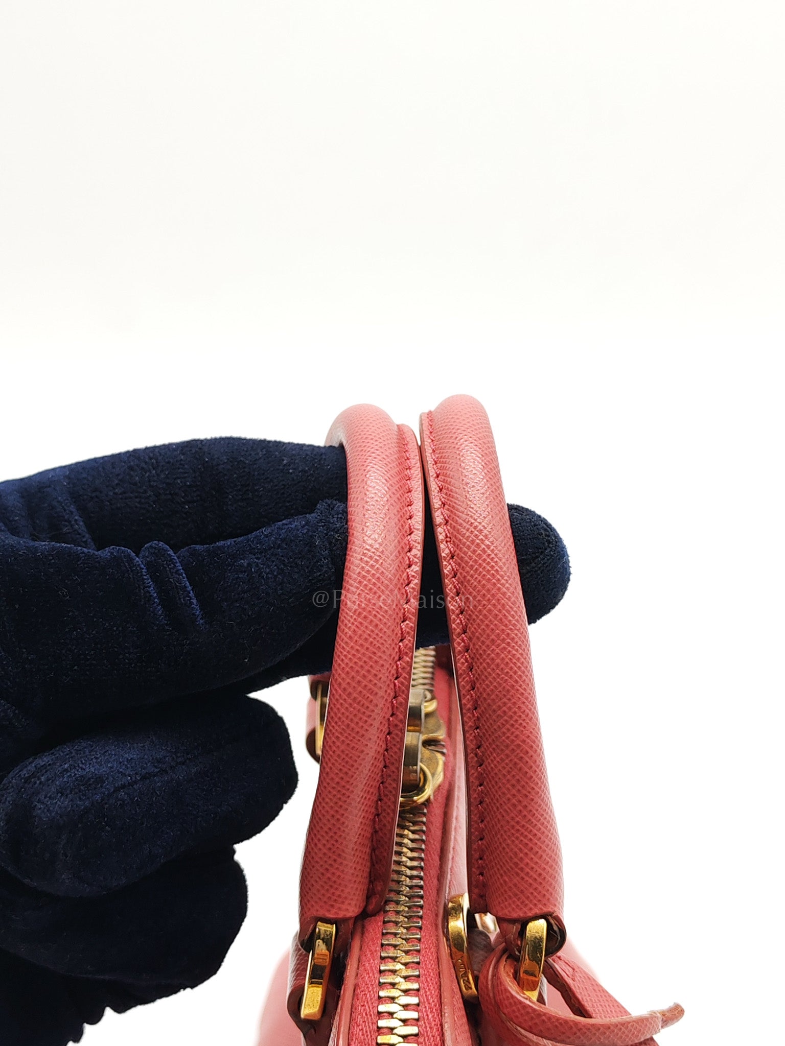 Promenade Mini Bag in Pink Saffiano Lux Leather & Gold Hardware | Purse Maison Luxury Bags Shop