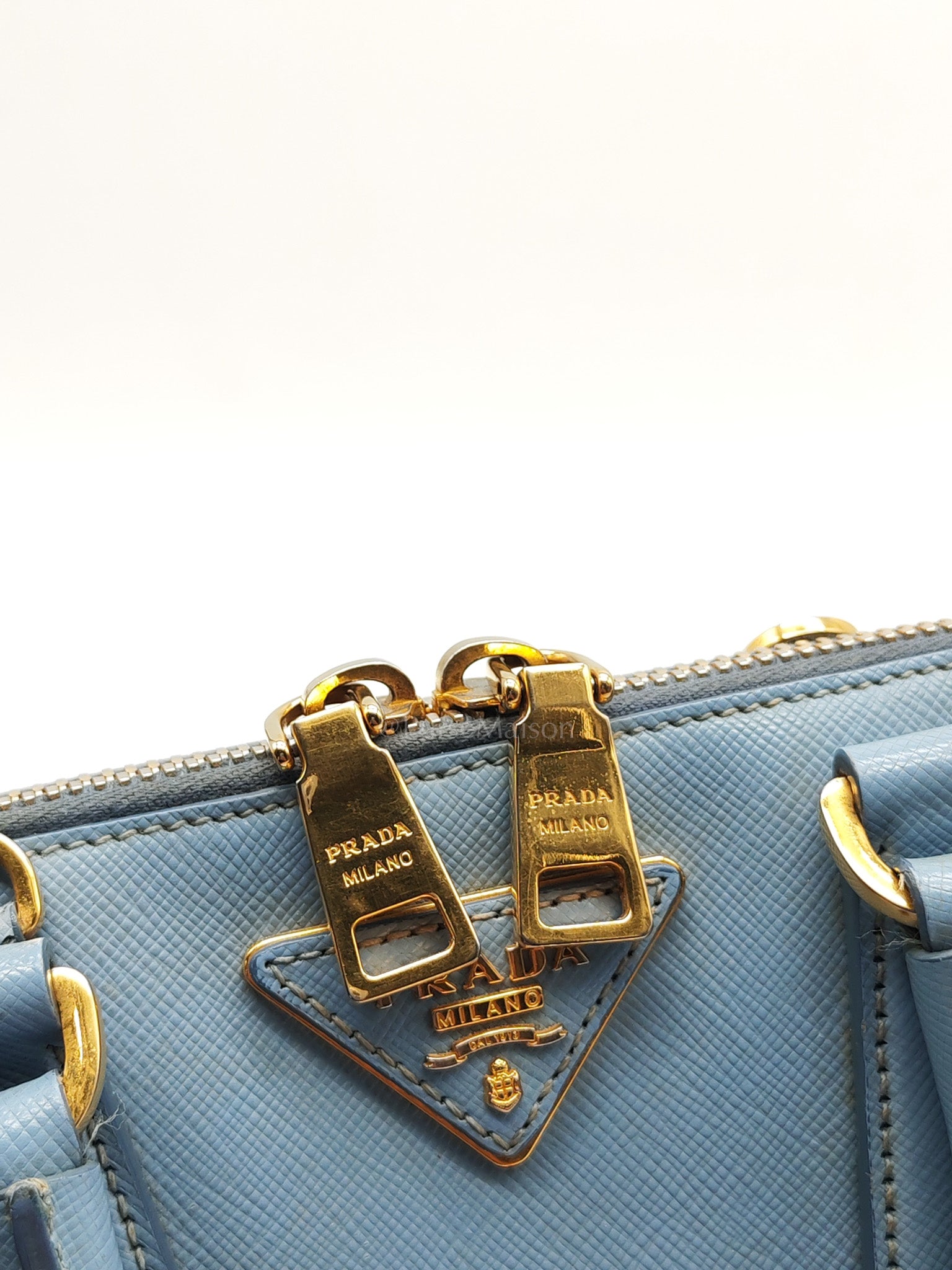 Promenade Small Bag in Light Blue Saffiano Lux Leather & Gold Hardware | Purse Maison Luxury Bags Shop