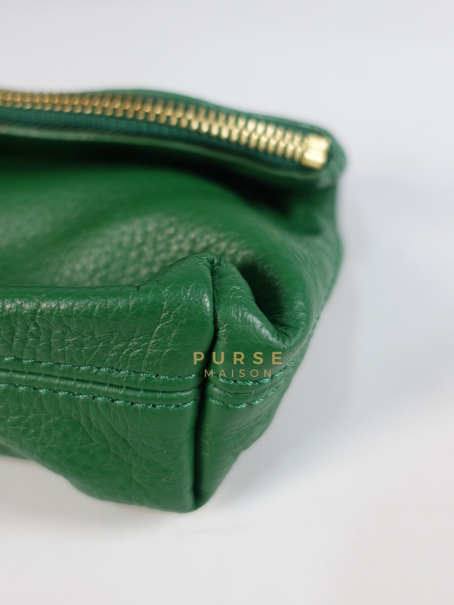 Prorsum Flap Clutch Bag in Green Calfskin Leather & Gold Hardware | Purse Maison Luxury Bags Shop