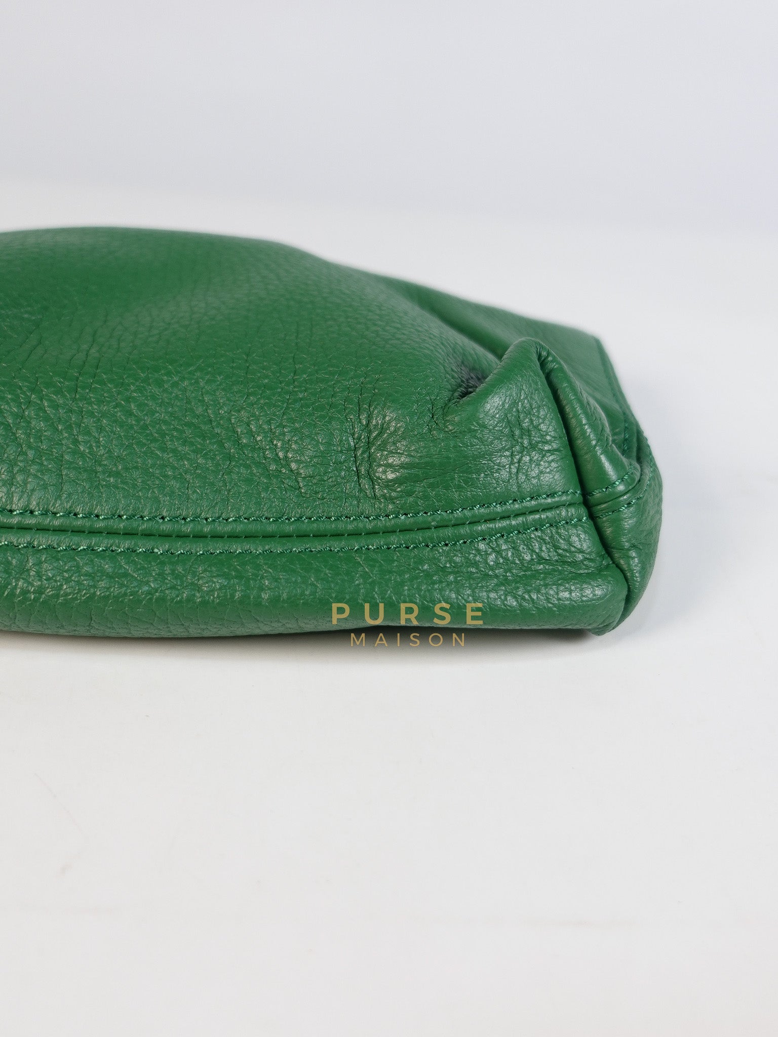 Prorsum Flap Clutch Bag in Green Calfskin Leather & Gold Hardware | Purse Maison Luxury Bags Shop