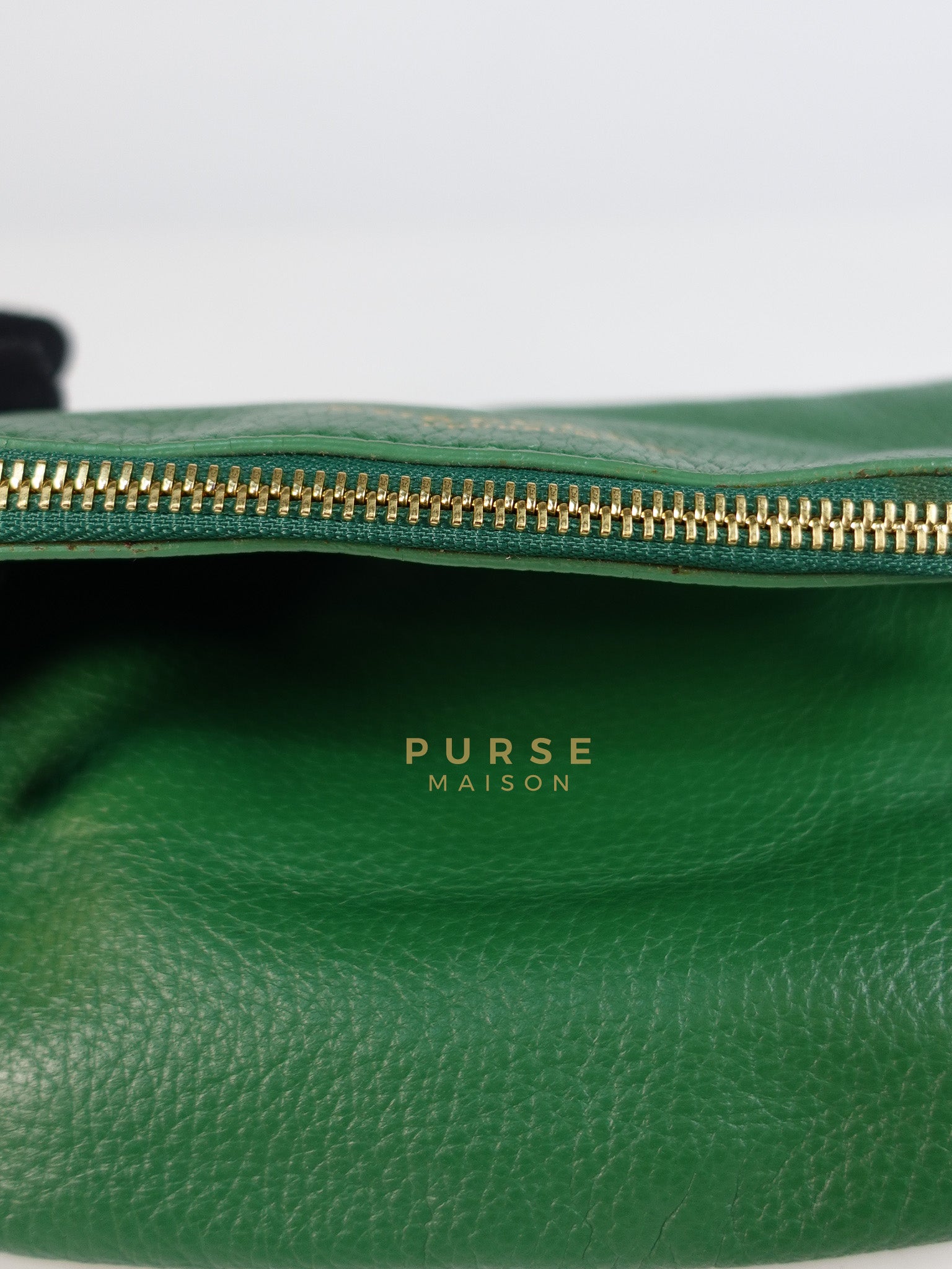 Prorsum Flap Clutch Bag in Green Calfskin Leather & Gold Hardware | Purse Maison Luxury Bags Shop