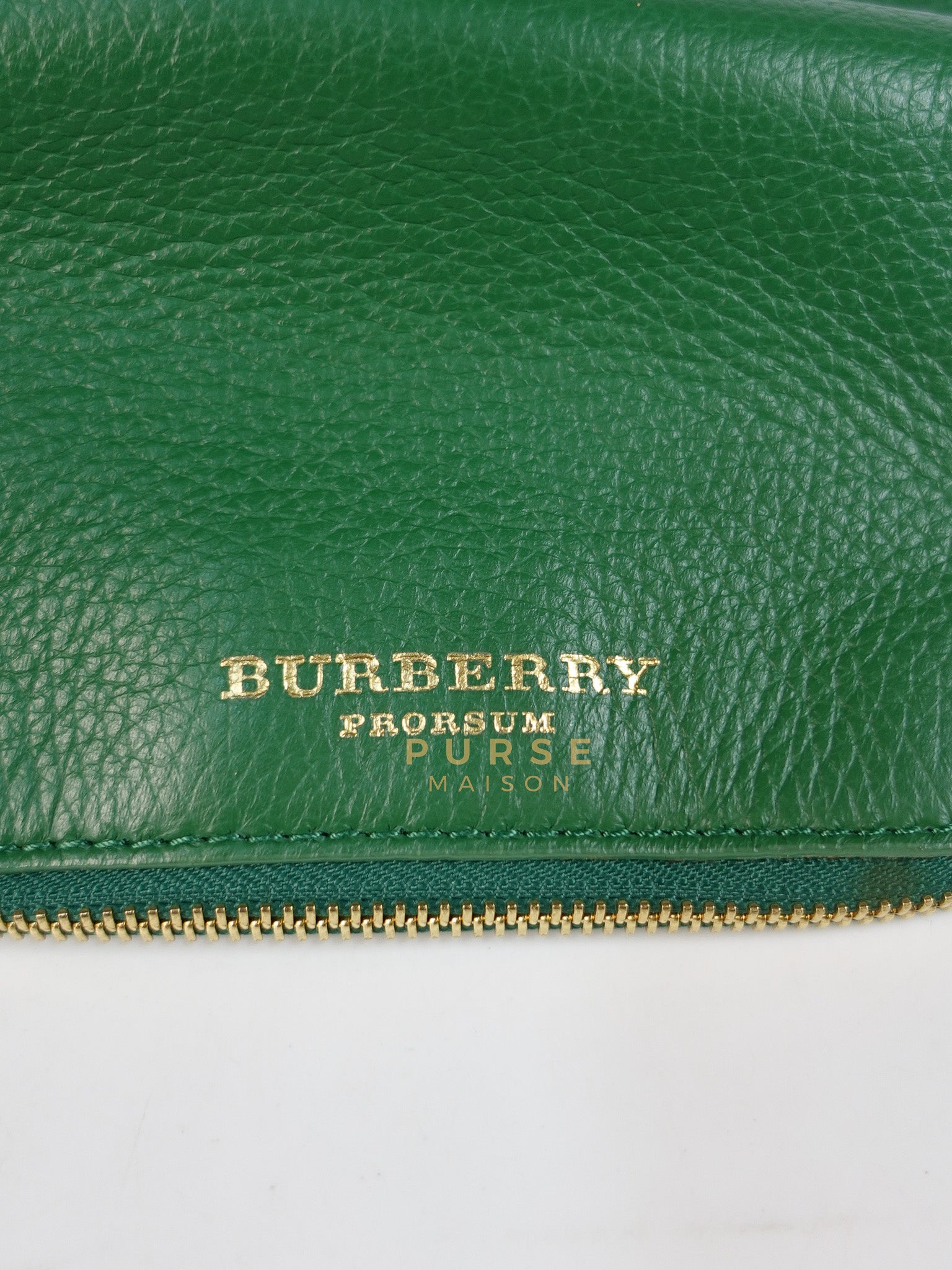 Prorsum Flap Clutch Bag in Green Calfskin Leather & Gold Hardware | Purse Maison Luxury Bags Shop