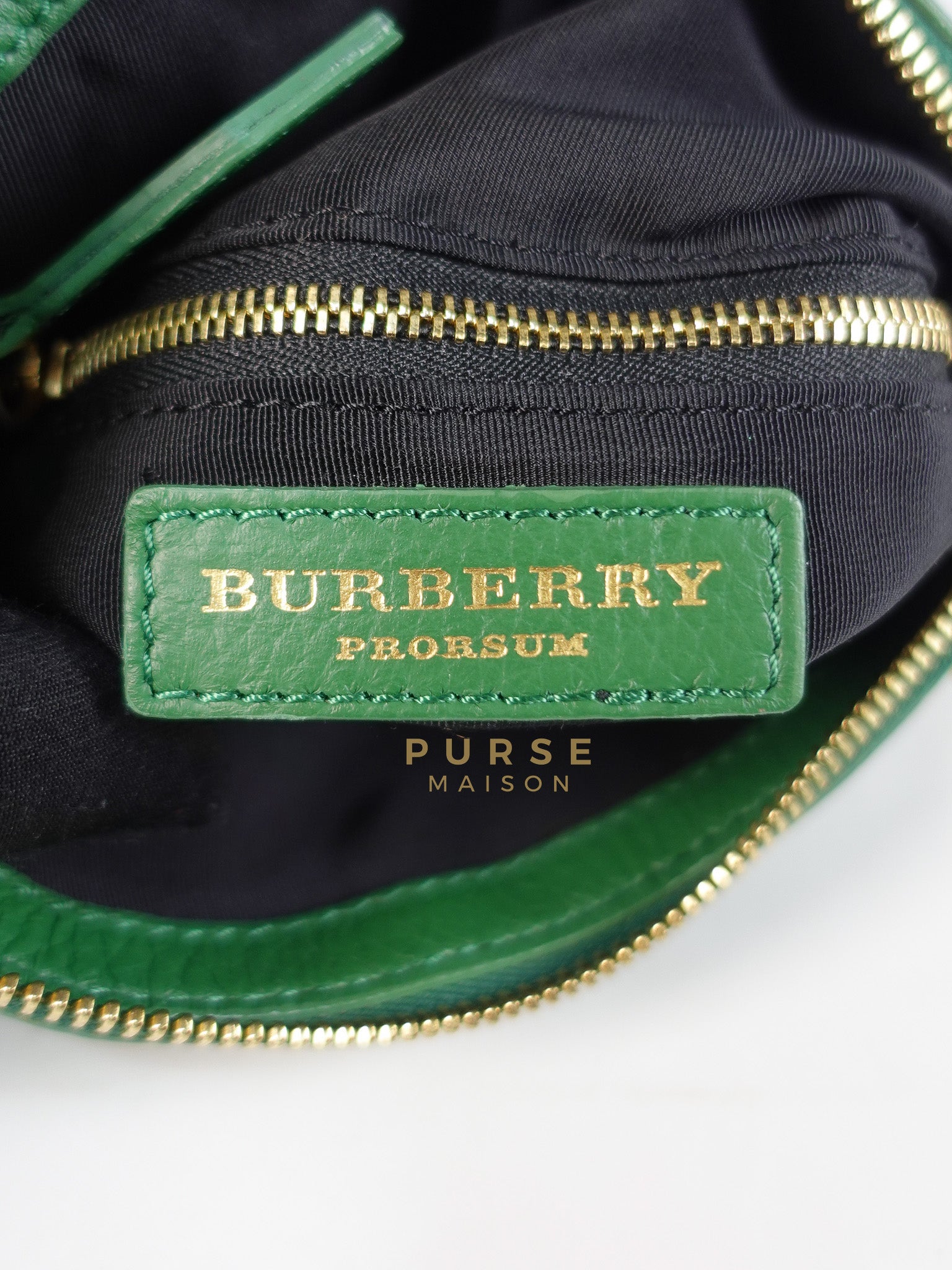 Prorsum Flap Clutch Bag in Green Calfskin Leather & Gold Hardware | Purse Maison Luxury Bags Shop