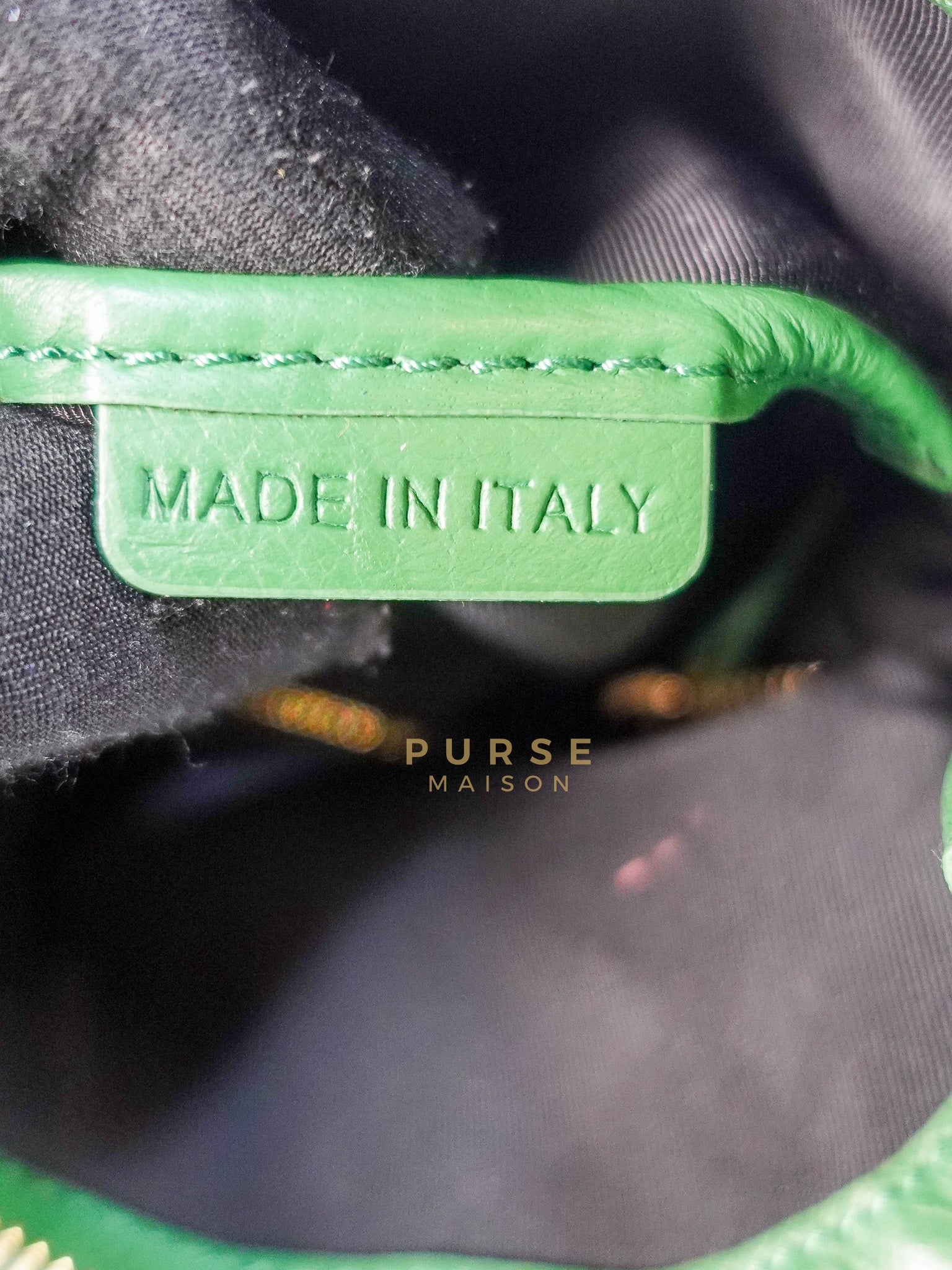 Prorsum Flap Clutch Bag in Green Calfskin Leather & Gold Hardware | Purse Maison Luxury Bags Shop