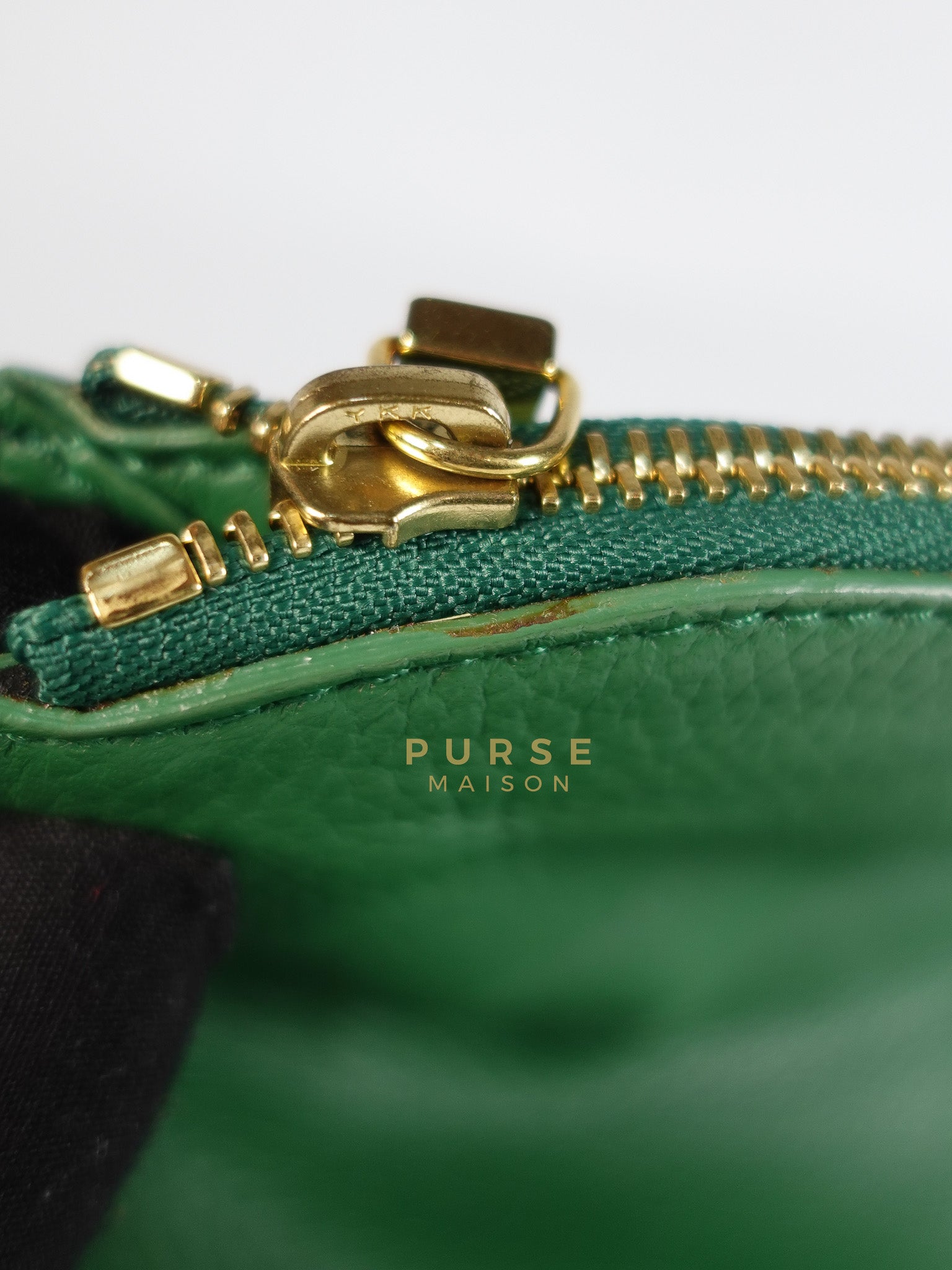 Prorsum Flap Clutch Bag in Green Calfskin Leather & Gold Hardware | Purse Maison Luxury Bags Shop