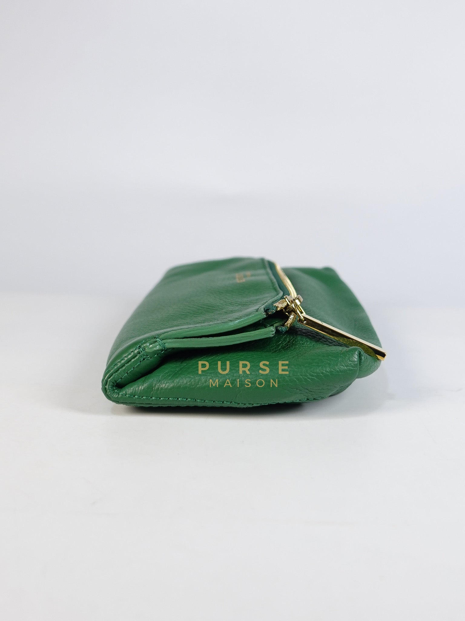 Prorsum Flap Clutch Bag in Green Calfskin Leather & Gold Hardware | Purse Maison Luxury Bags Shop