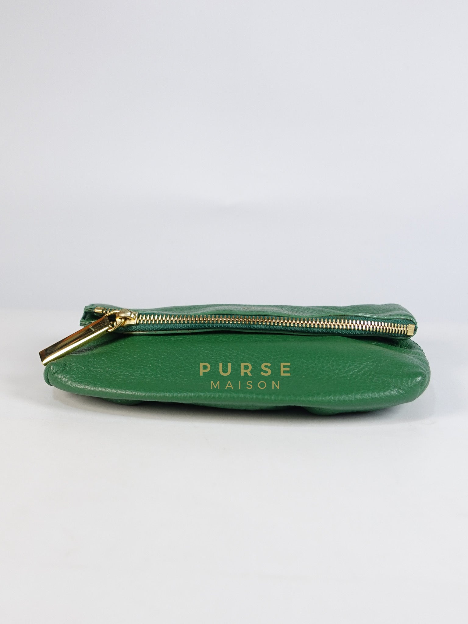 Prorsum Flap Clutch Bag in Green Calfskin Leather & Gold Hardware | Purse Maison Luxury Bags Shop