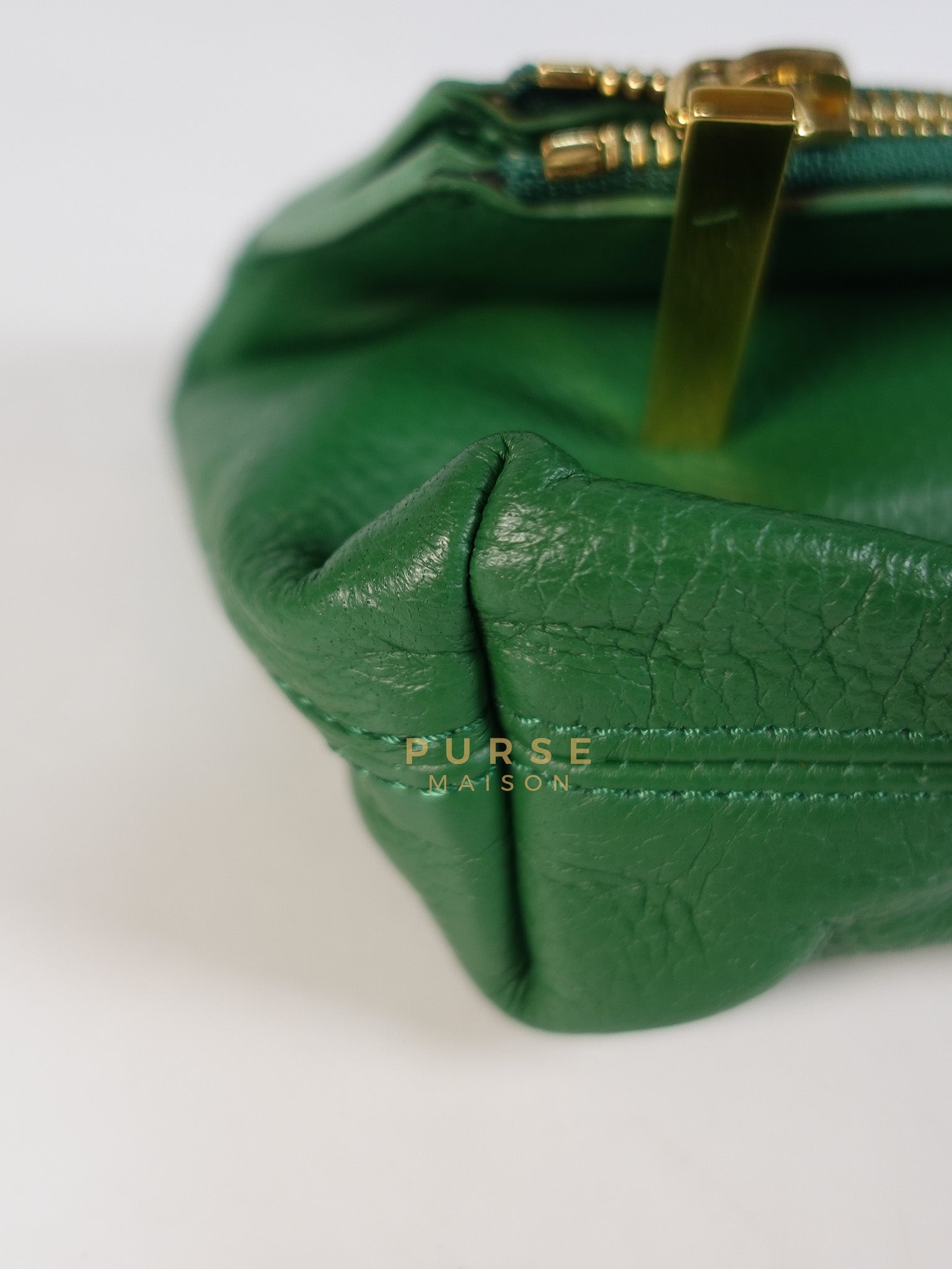 Prorsum Flap Clutch Bag in Green Calfskin Leather & Gold Hardware | Purse Maison Luxury Bags Shop