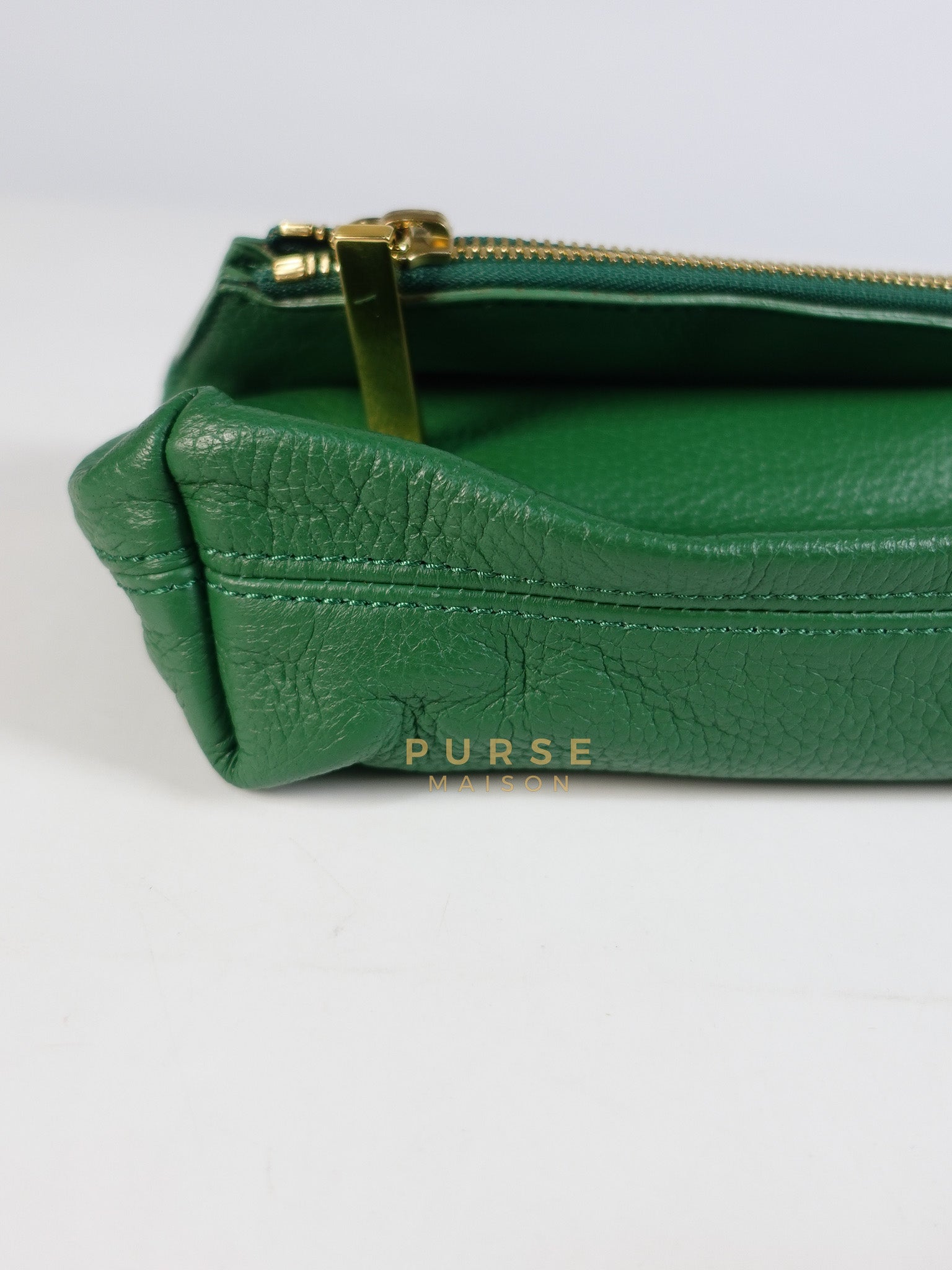 Prorsum Flap Clutch Bag in Green Calfskin Leather & Gold Hardware | Purse Maison Luxury Bags Shop