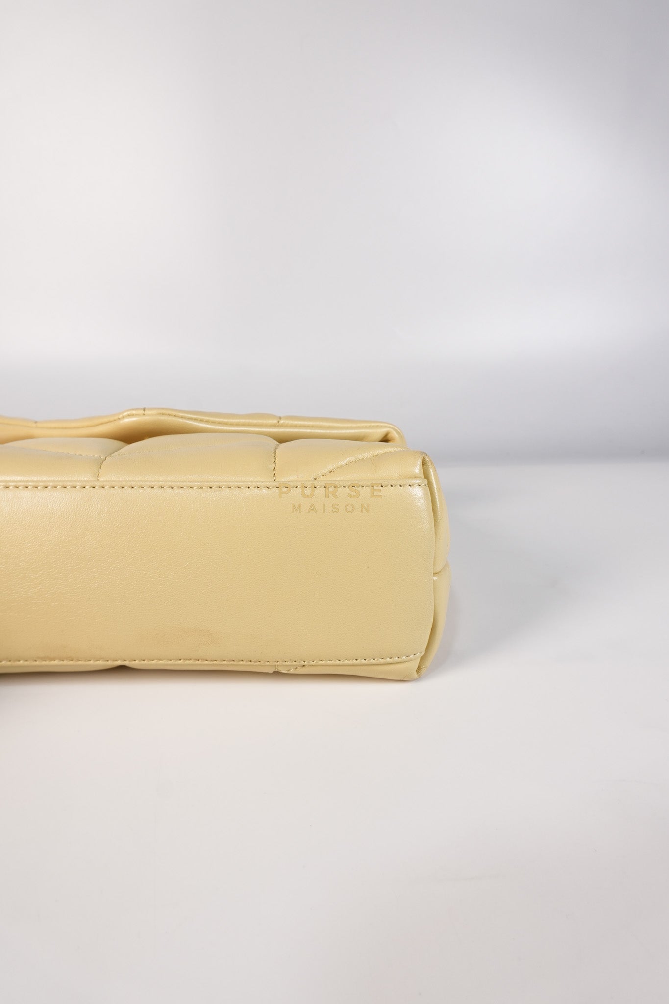 Puffer Mini Bag in Light Yellow Lambskin Leather and Gold Hardware | Purse Maison Luxury Bags Shop