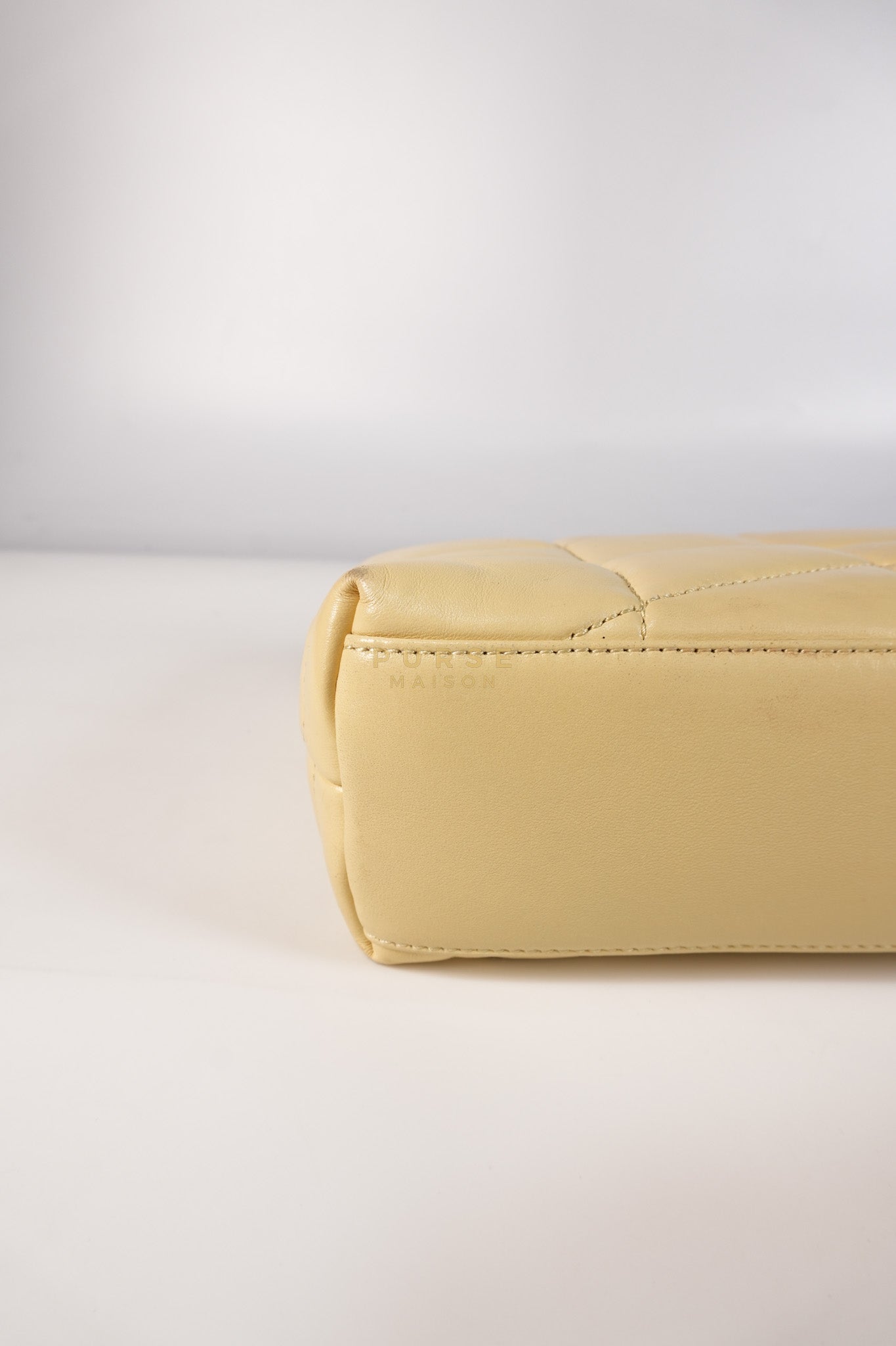 Puffer Mini Bag in Light Yellow Lambskin Leather and Gold Hardware | Purse Maison Luxury Bags Shop