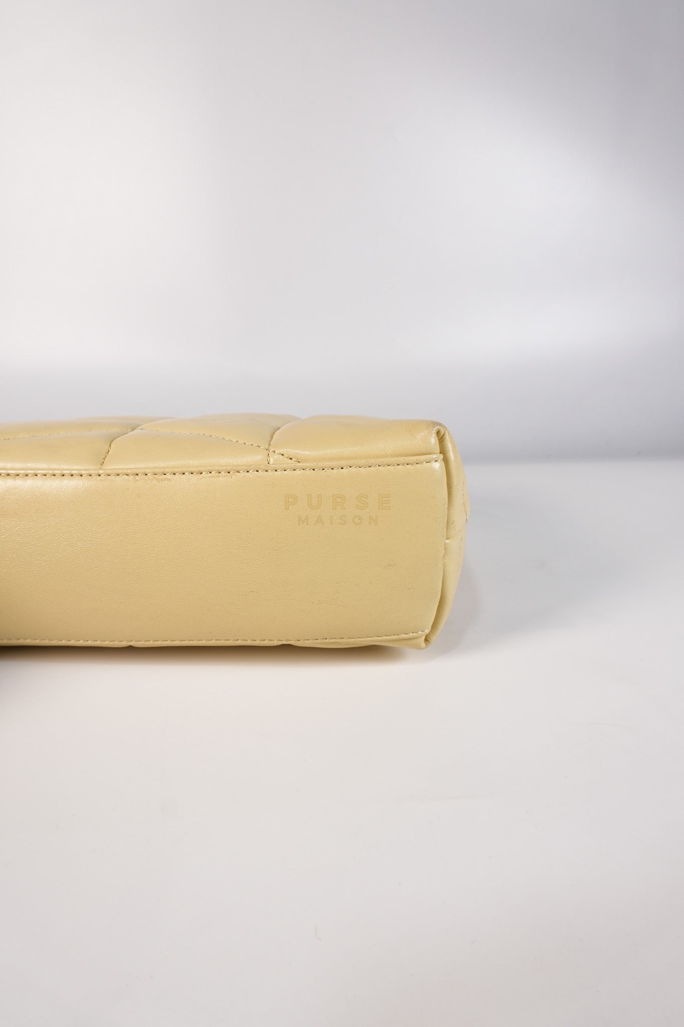 Puffer Mini Bag in Light Yellow Lambskin Leather and Gold Hardware | Purse Maison Luxury Bags Shop