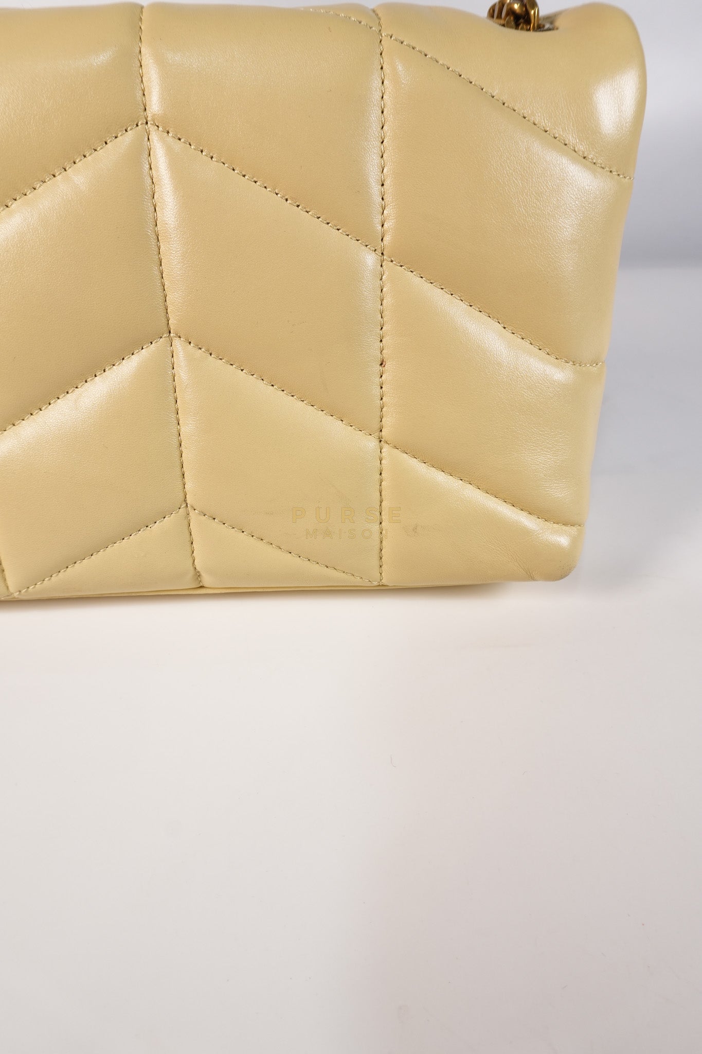 Puffer Mini Bag in Light Yellow Lambskin Leather and Gold Hardware | Purse Maison Luxury Bags Shop