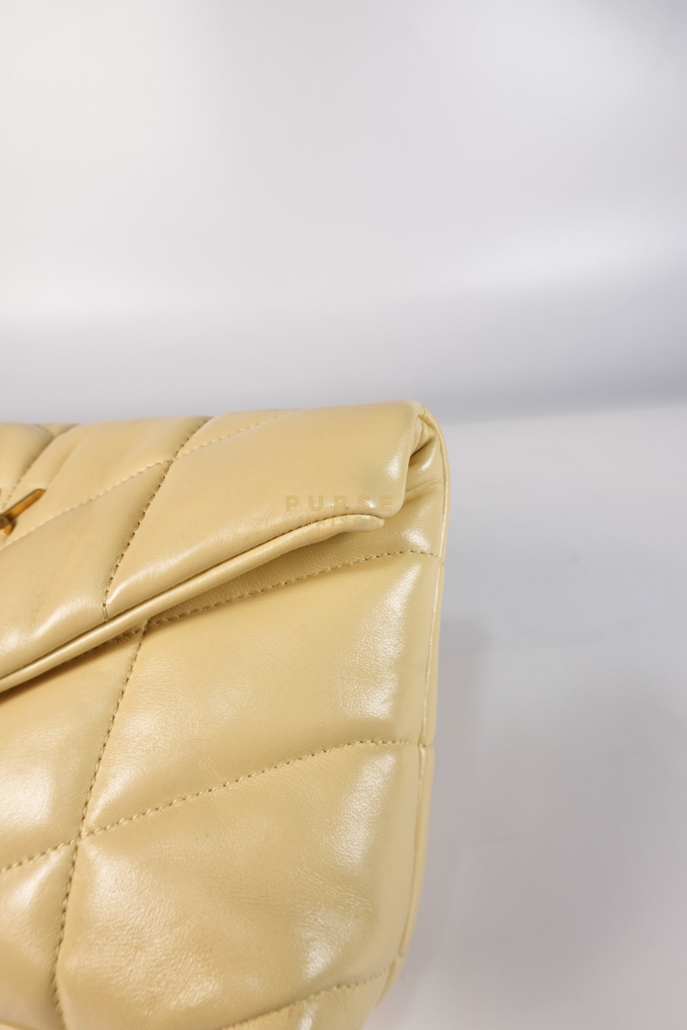 Puffer Mini Bag in Light Yellow Lambskin Leather and Gold Hardware | Purse Maison Luxury Bags Shop