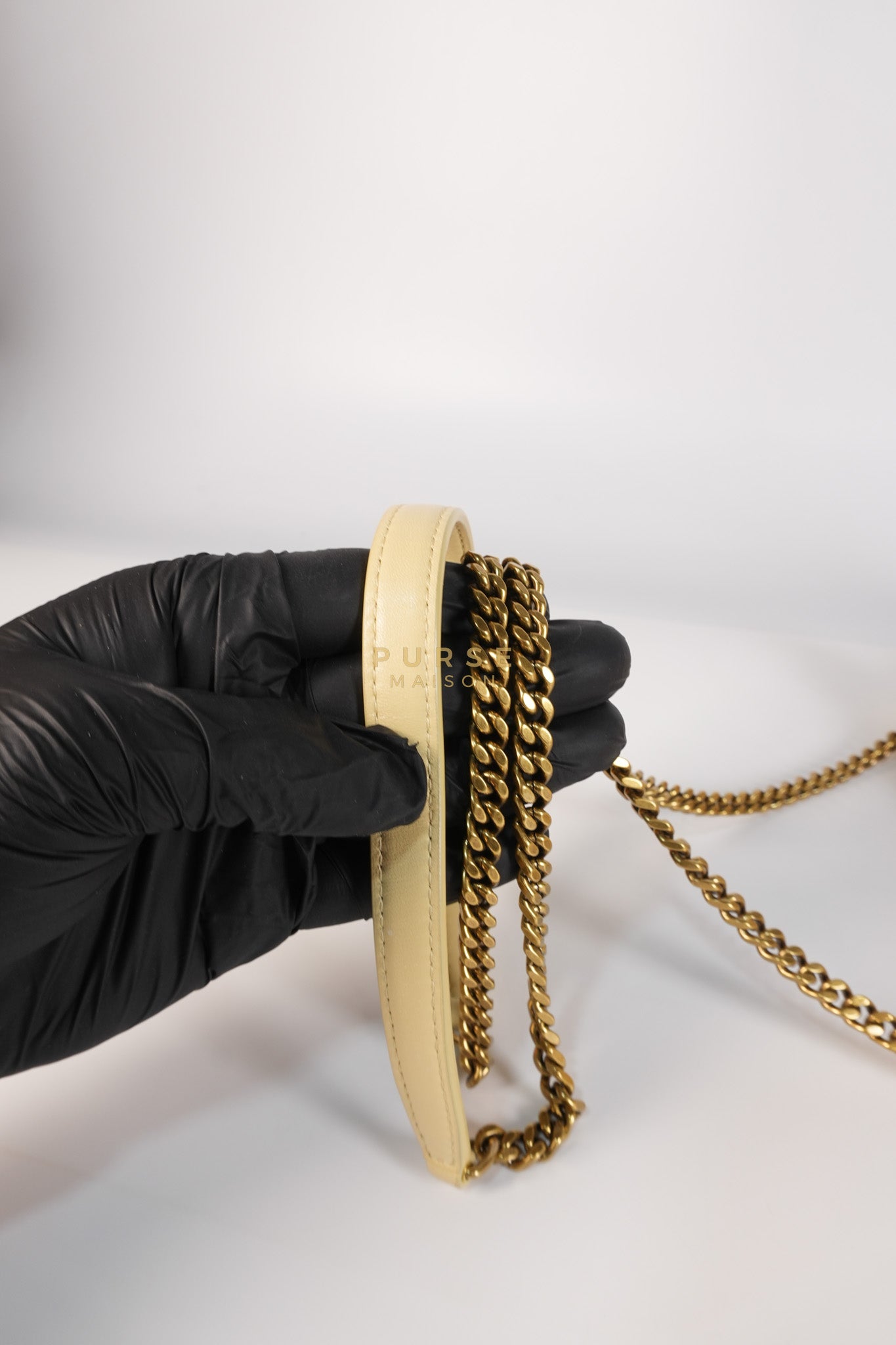 Puffer Mini Bag in Light Yellow Lambskin Leather and Gold Hardware | Purse Maison Luxury Bags Shop