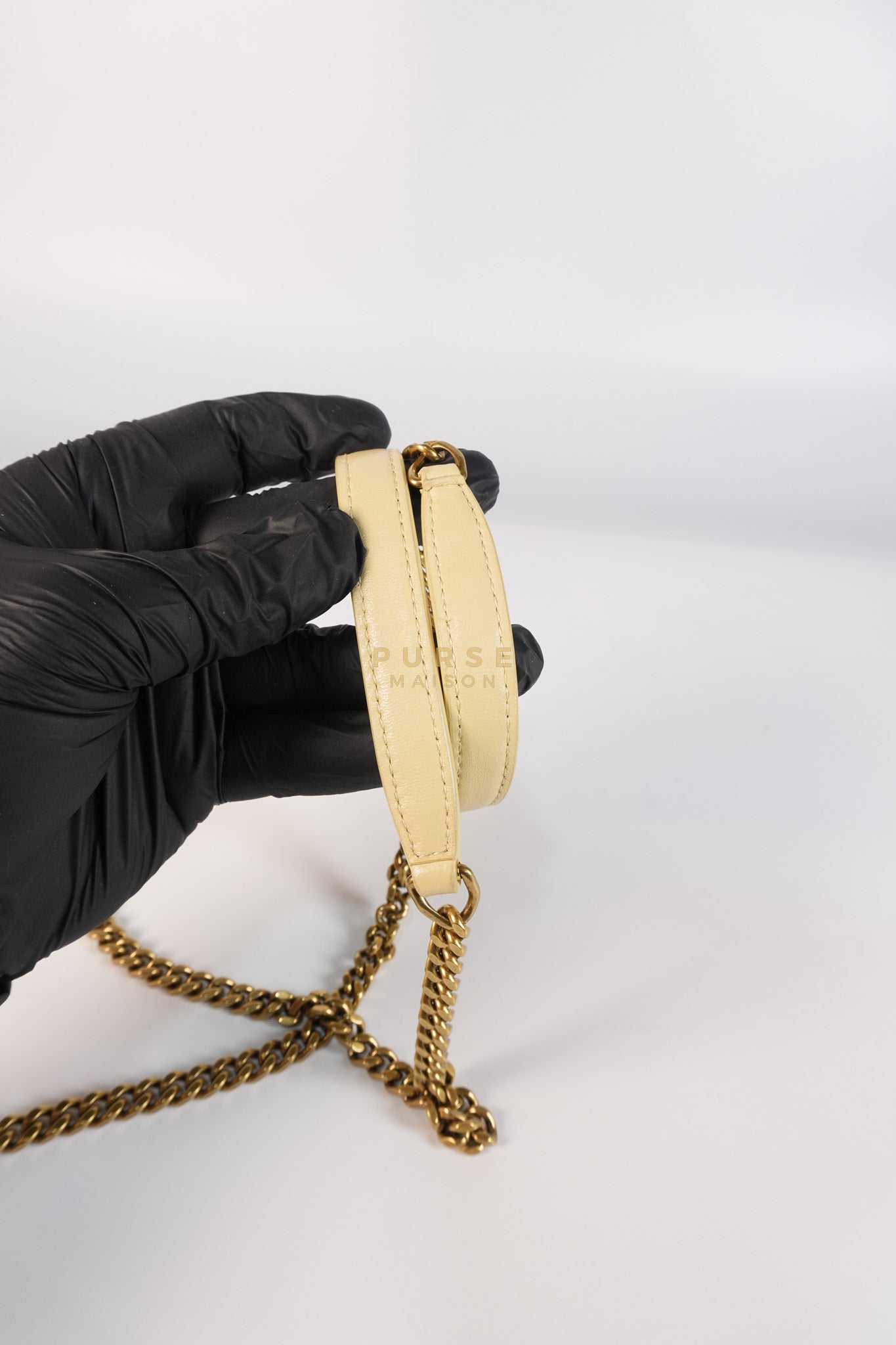 Puffer Mini Bag in Light Yellow Lambskin Leather and Gold Hardware | Purse Maison Luxury Bags Shop