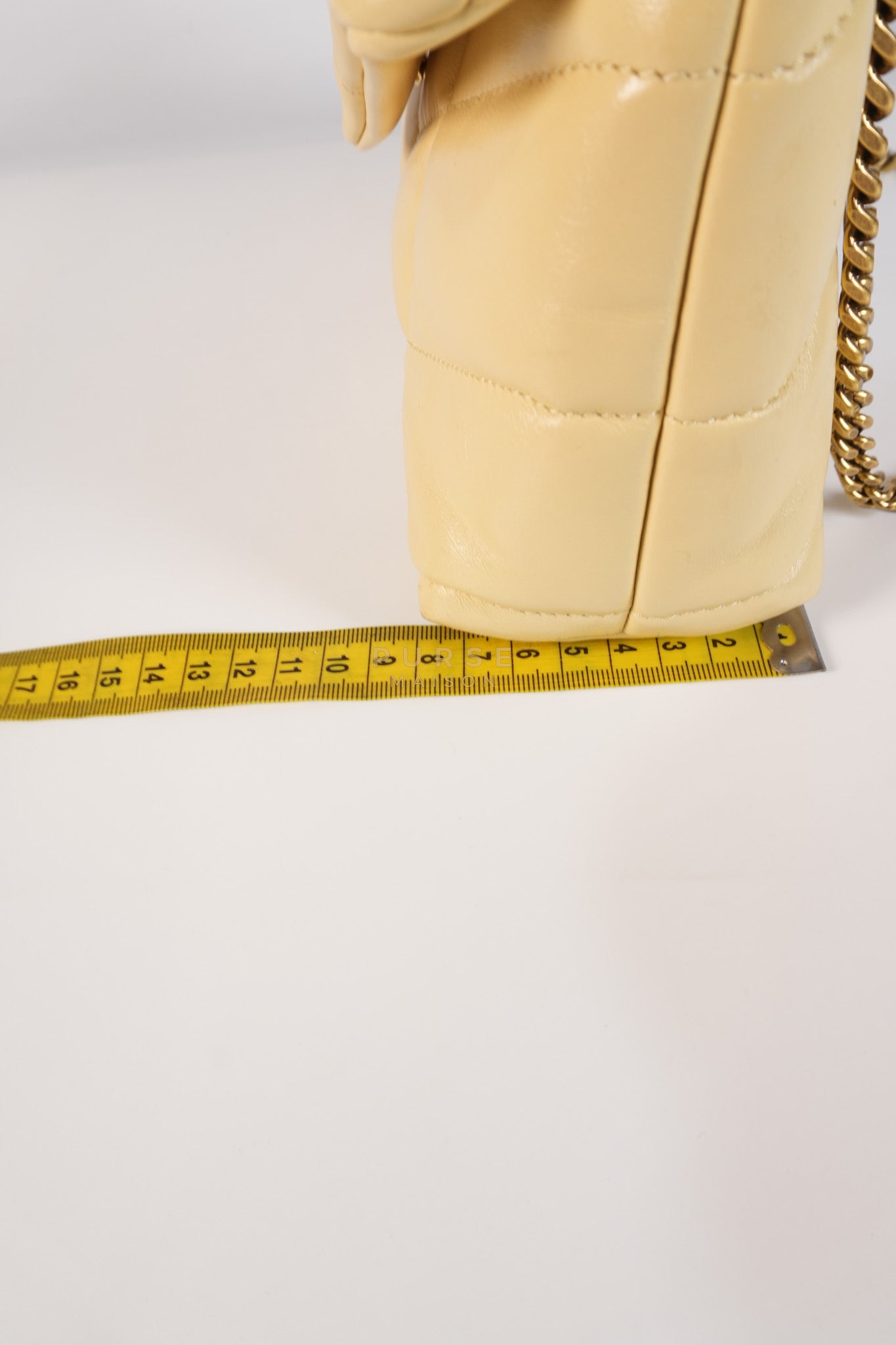 Puffer Mini Bag in Light Yellow Lambskin Leather and Gold Hardware | Purse Maison Luxury Bags Shop